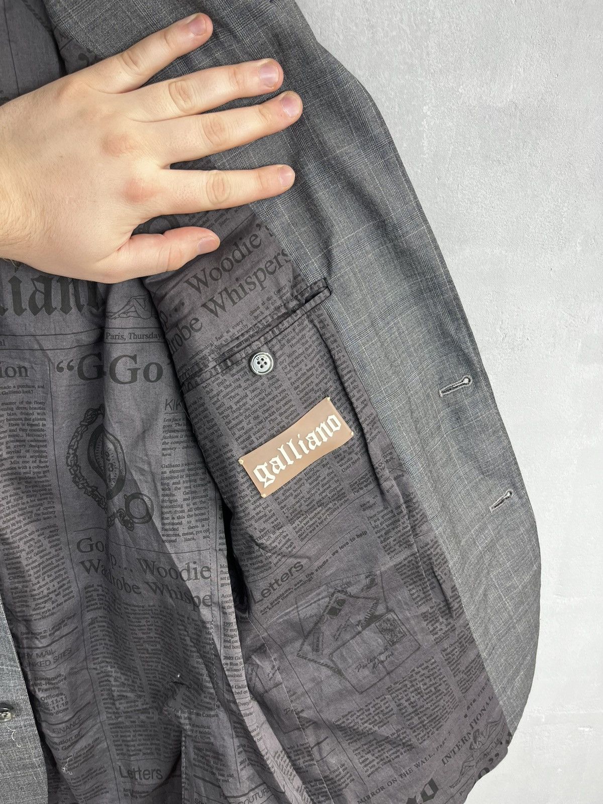 John Galliano John Galliano Printed Grey Blazer Size 50R - 4 Thumbnail