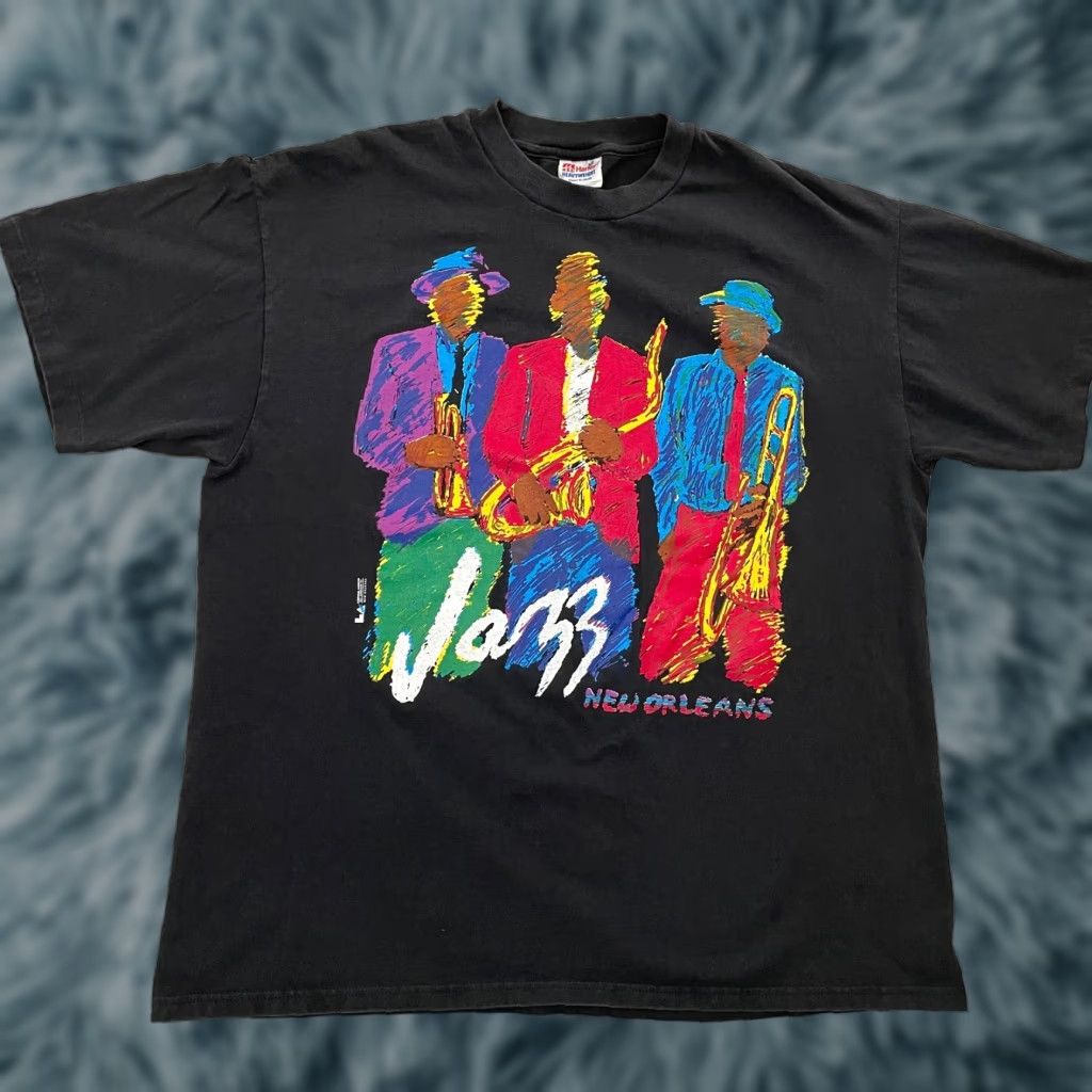 Hanes VINTAGE New Orleans Shirt Adult Extra Large Black Graphic Jazz Music Mens XL Shirt Size US XL / EU 56 / 4 - 1 Thumbnail