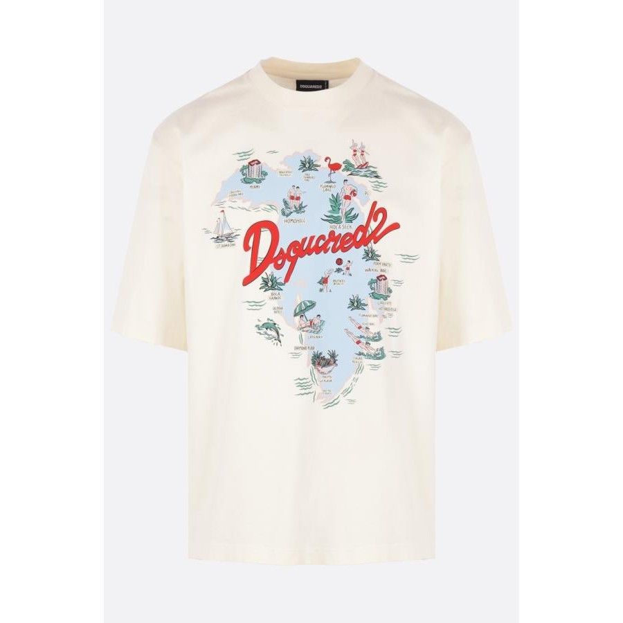 Dsquared2 DSQUARED2 Graphic White Cotton T-Shirt New & Authentic (Men' Size US M / EU 48-50 / 2 - 1 Thumbnail