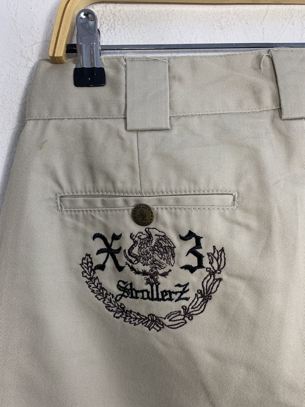 Japanese Brand Stroller Z Los Angeles Tan Suede Khakis Baggy Double Knee Size US 31 - 6 Thumbnail