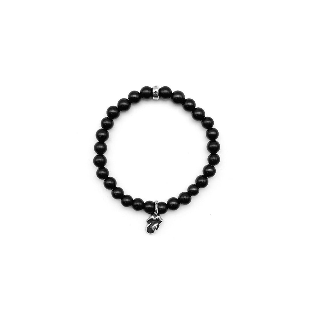 Chrome Hearts Chrome Hearts 6mm Obsidian Silver Tongue Beaded Bracelet Size ONE SIZE - 1 Thumbnail