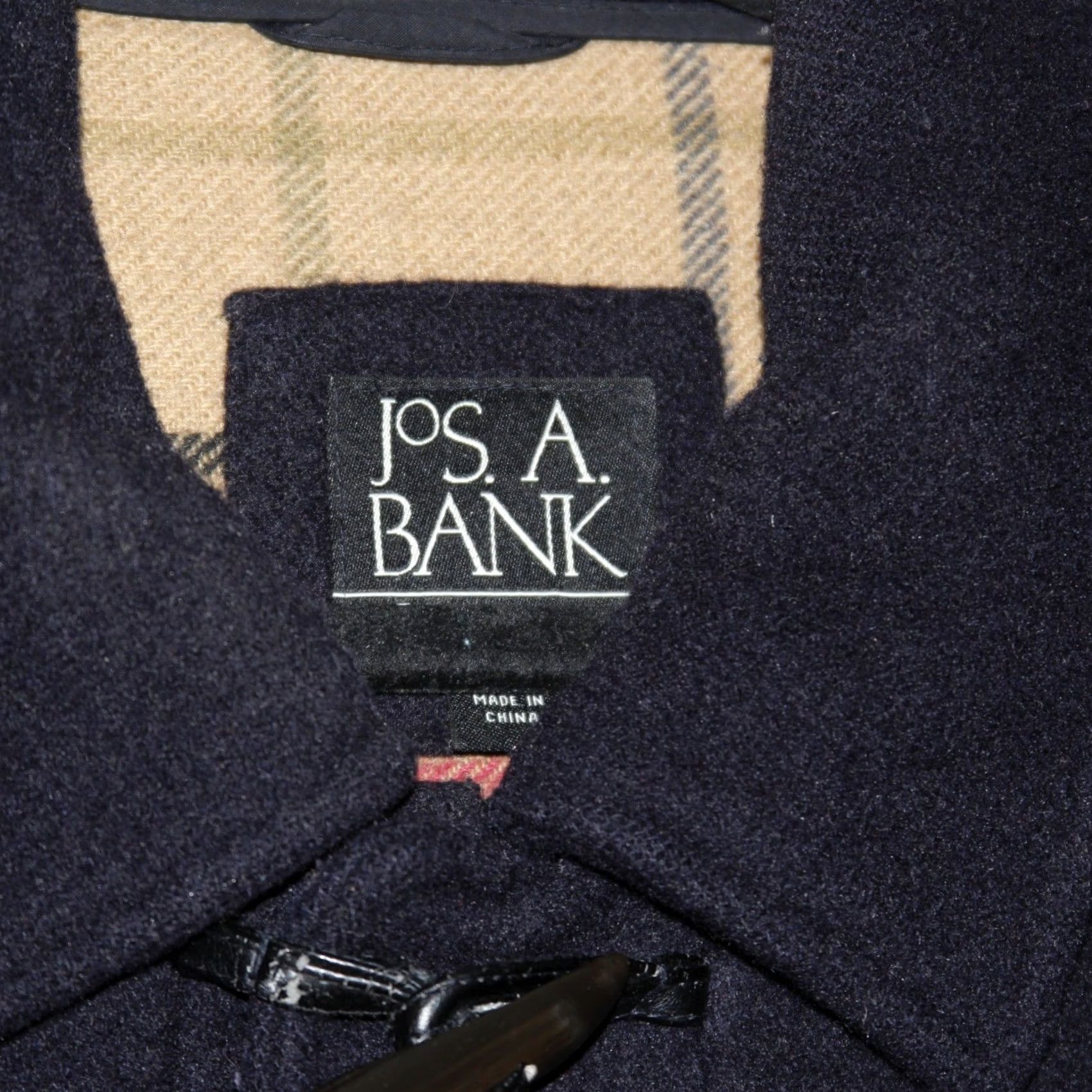 Vintage JOS A BANK Duffle Coat Mens L Navy Wool Blend Toggle Closure Pockets Lined Size US L / EU 52-54 / 3 - 5 Thumbnail