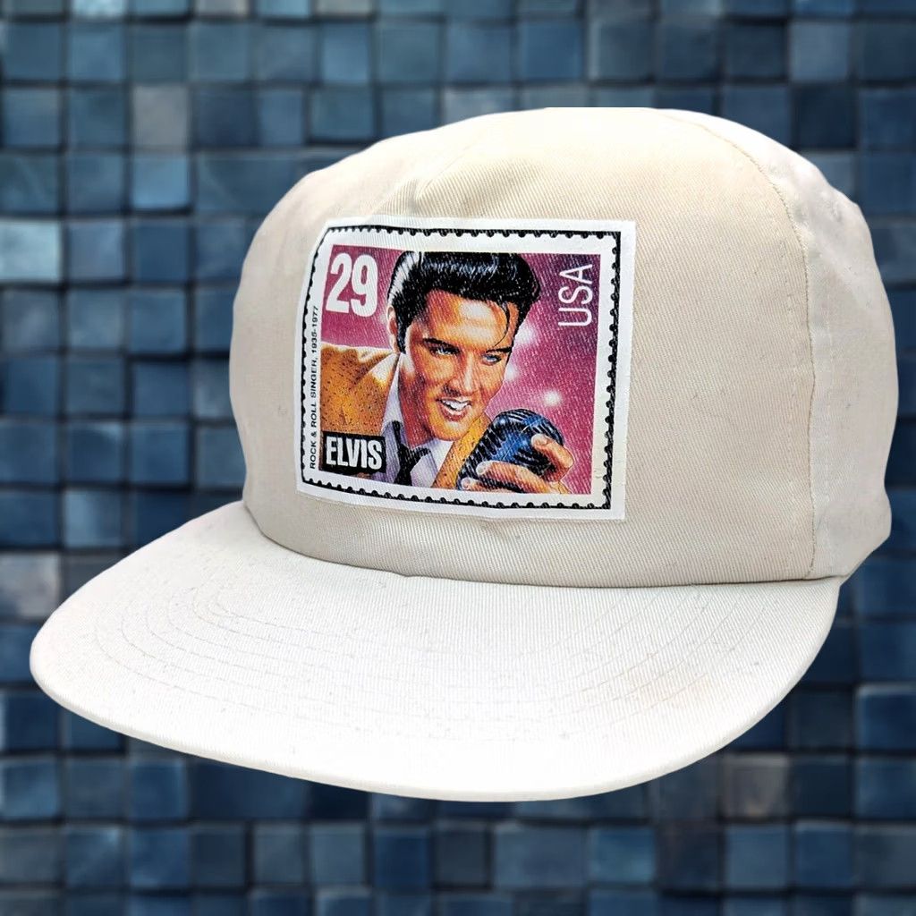 Stampd Vintage Elvis Rock N Roll Music White Trucker Snapback Hat - Snap-Back - Men - One Size - Adjustable - Cotton Canvas - Elvis Theme Hat Size ONE SIZE - 1 Thumbnail