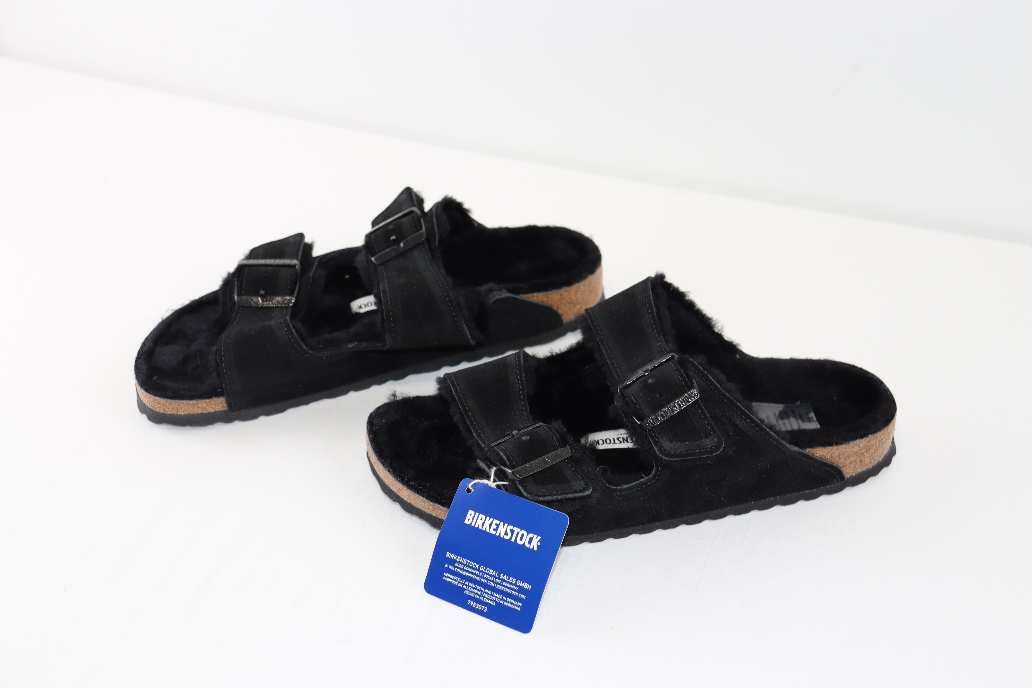 image of Birkenstock O1Rshd1 Leather Soft Footbed Arizona Sandals In Black, Men's (Size 8)