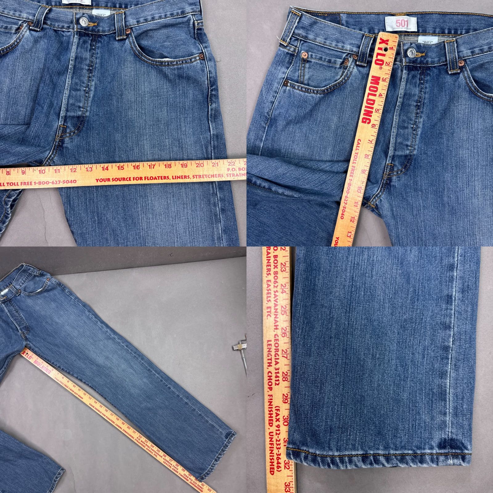 Levi's Levi's 501 Jeans Mens 32x32 Blue Denim Button Fly Faded Washout Vintage No? (Tag34x32) Size US 34 / EU 50 - 9 Thumbnail