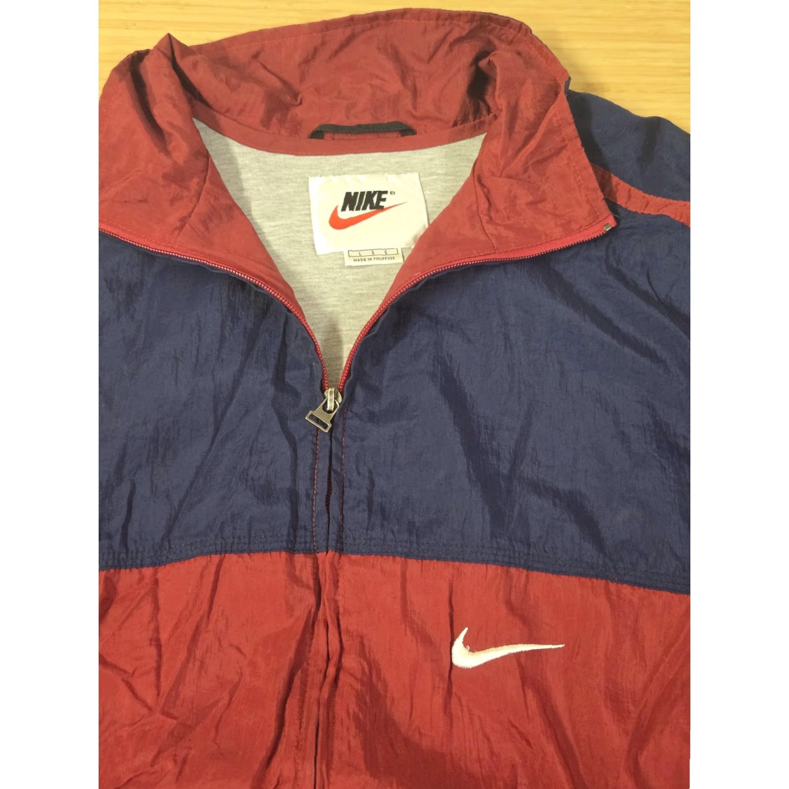 Nike VINTAGE Nike Jacket Mens Large Red Blue Swoosh Track Full Zip Windbreaker 90s Size US L / EU 52-54 / 3 - 4 Thumbnail