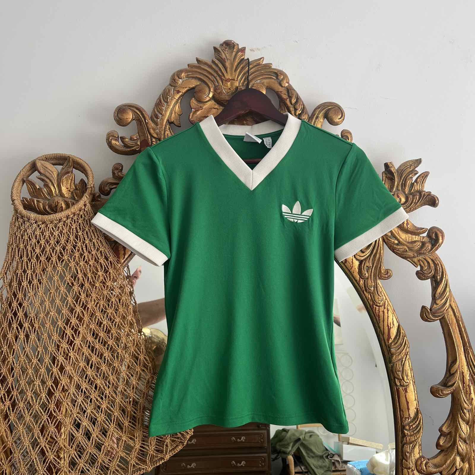 Retro Adidas Like Balenciaga Logo Green Tee
