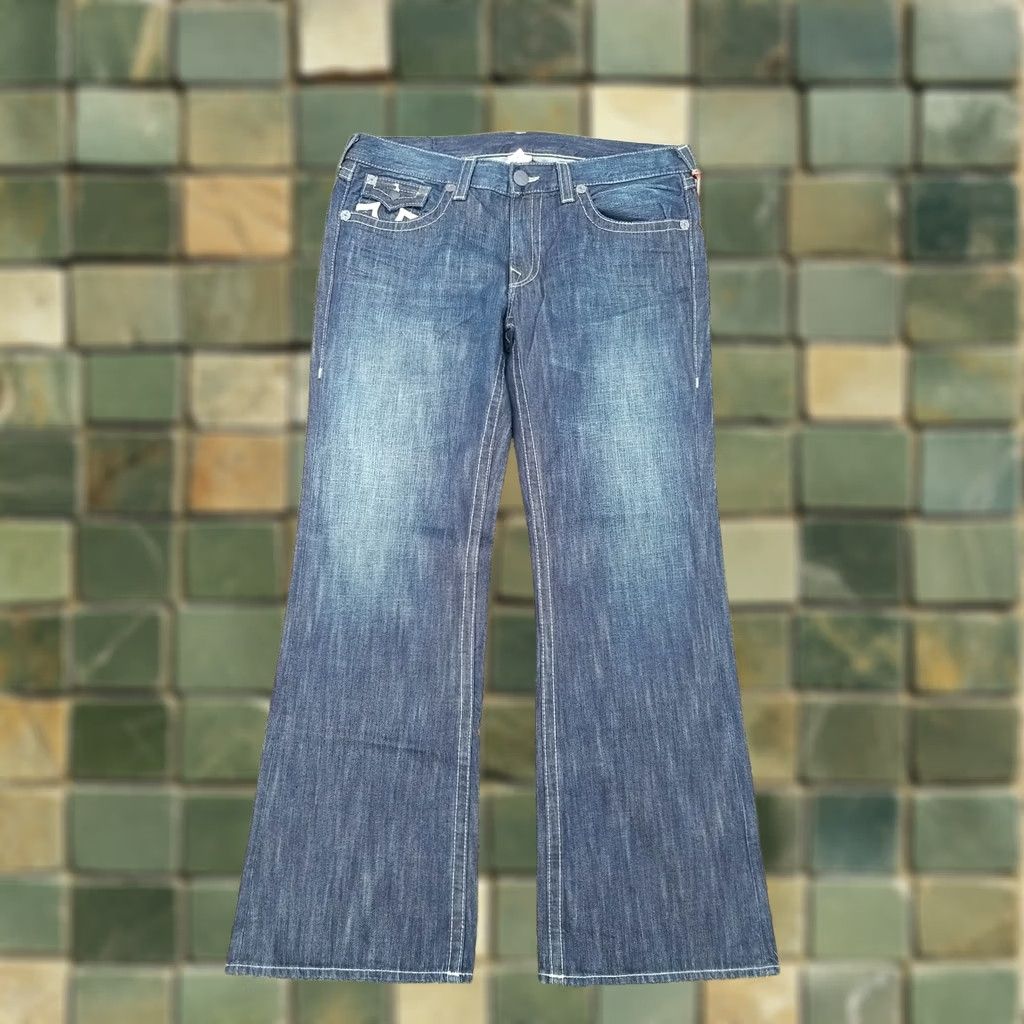 True Religion TRUE RELIGION Billy Jeans Boot Cut Mens 38 40x35 Leather Horseshoes 100% Cotton Dark Blue Size US 38 / EU 54 - 1 Thumbnail