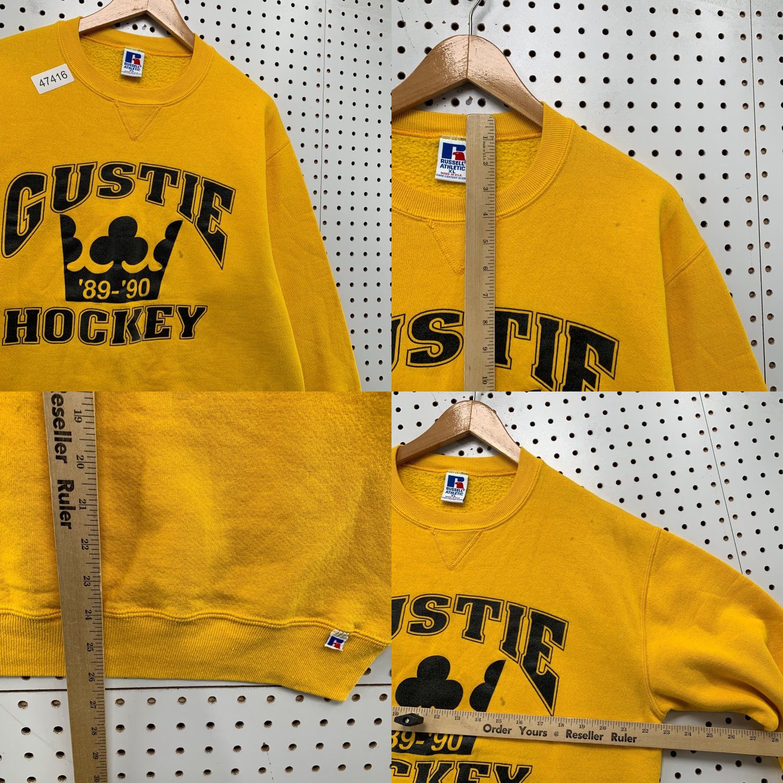 Russell Athletic VINTAGE Gustie Hockey Sweatshirt Mens XL Yellow 1989 1990 Fleece USA Sweatshirt Size US XL / EU 56 / 4 - 8 Thumbnail