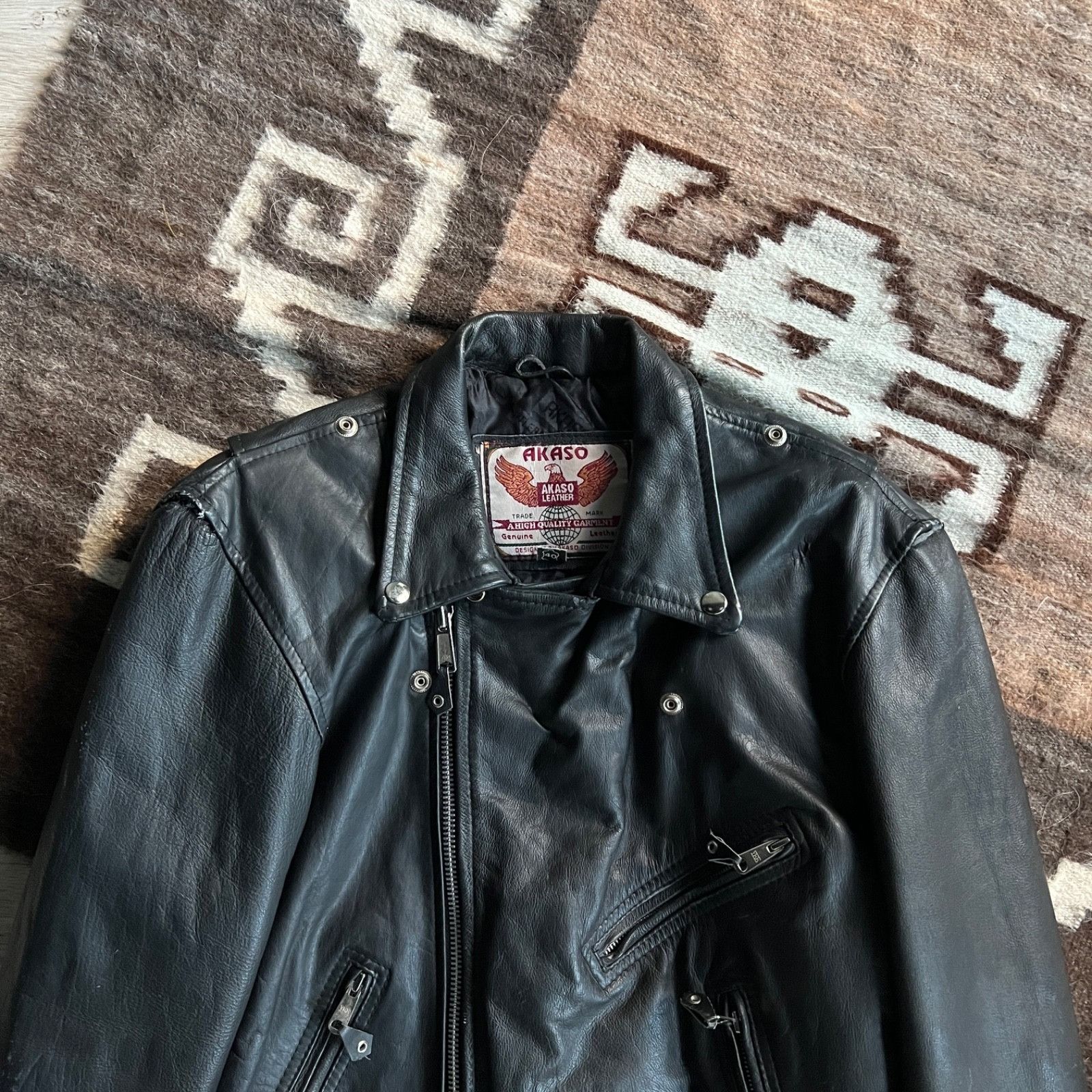 Leather Akaso Vintage Leather Motorcycle Biker Jacket 9722AC Size US M / EU 48-50 / 2 - 4 Thumbnail