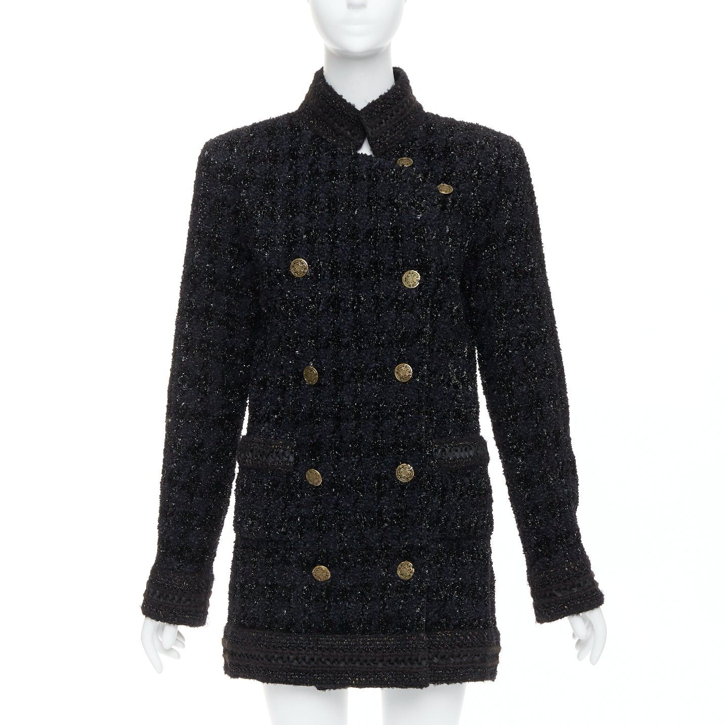 Chanel CHANEL 10A Paris Shanghai Runway black metallic checked qipao coat FR40 Size M / US 6-8 / IT 42-44 - 1 Thumbnail