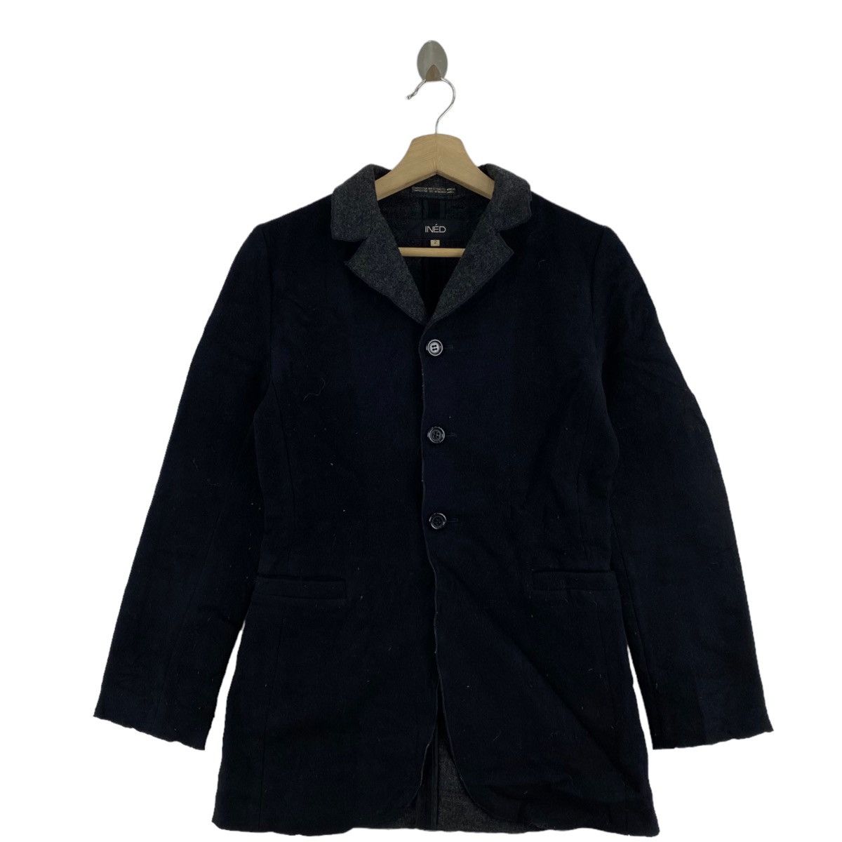 INED By YOHJI YAMAMOTO Japanese Brand Black Wool Coat Jacket