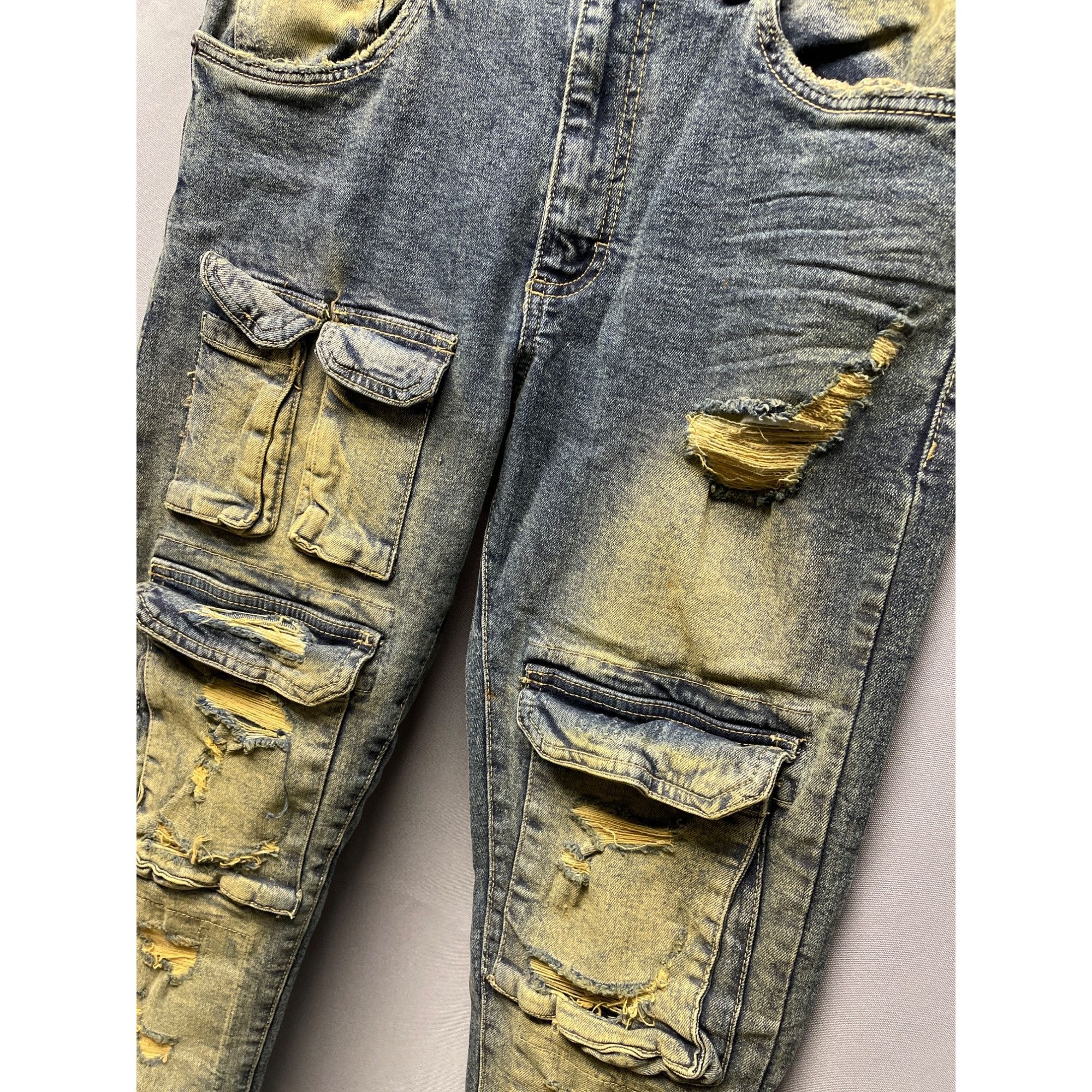 Other Spark Men's Blue Yellow Wash Jeans Stretch Slim fit 30 x 32 Size US 30 / EU 46 - 2 Thumbnail