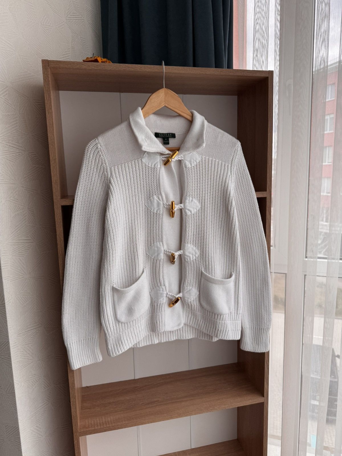 Lauren Ralph Lauren × Polo Ralph Lauren × Vintage Vintage Lauren Ralph Lauren White Toggle Cable Knit Cardigan Size M / US 6-8 / IT 42-44 - 4 Thumbnail