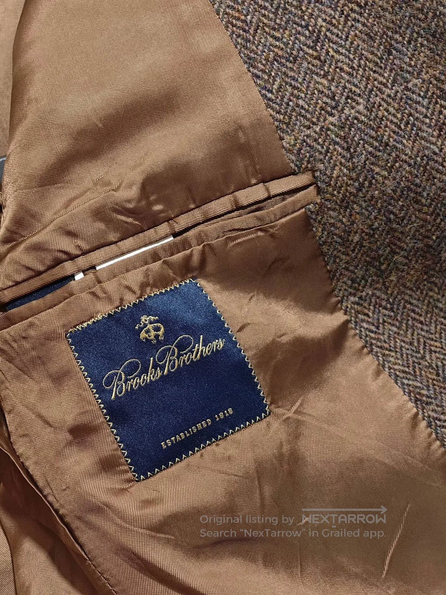 Brooks Brothers Brown Houndstooth Wool Half-Lined Blazer. Size US M / EU 48-50 / 2 - 8 Thumbnail