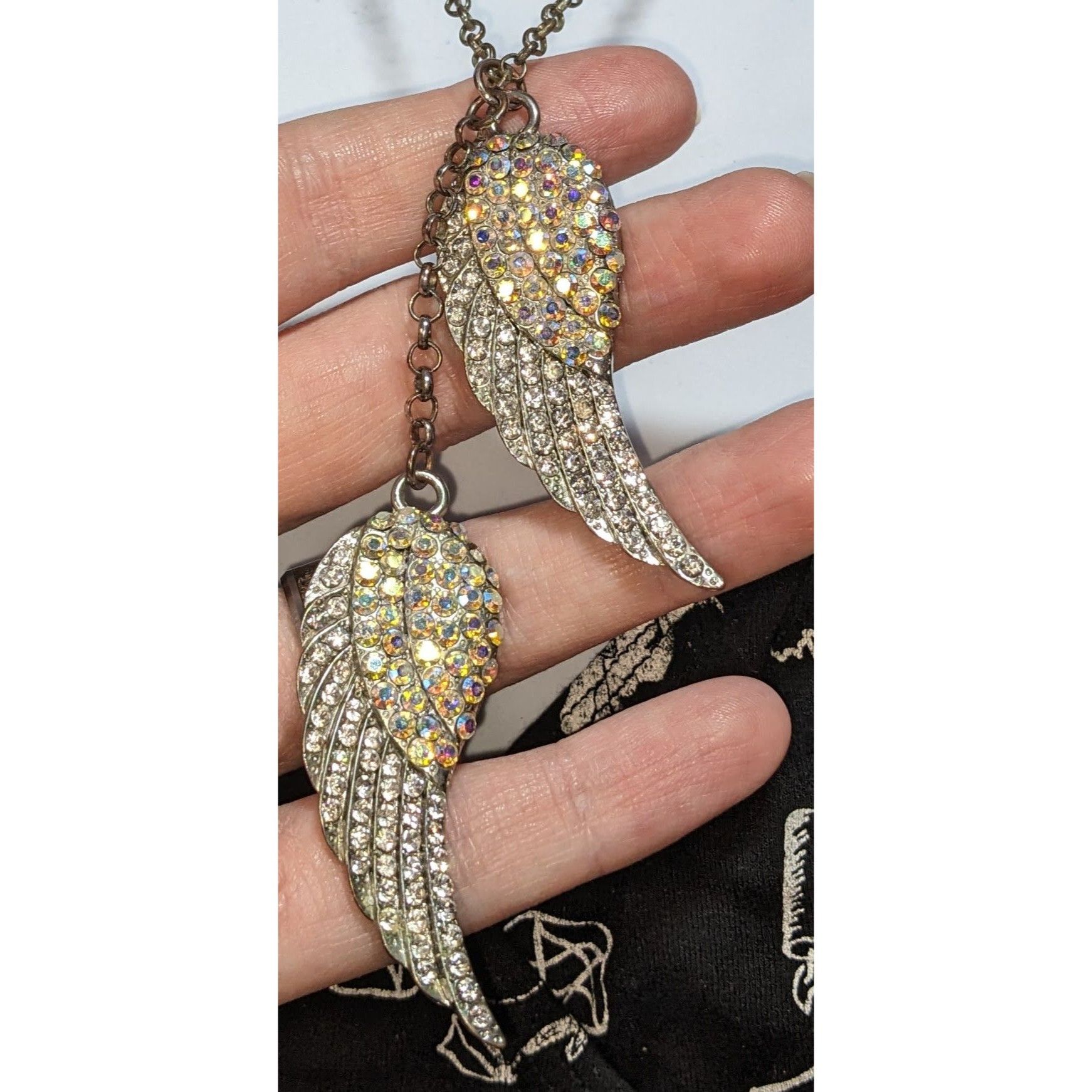Other Whimsical Angel Wing Necklace With Aurora Borealis Crystals Size ONE SIZE - 7 Thumbnail