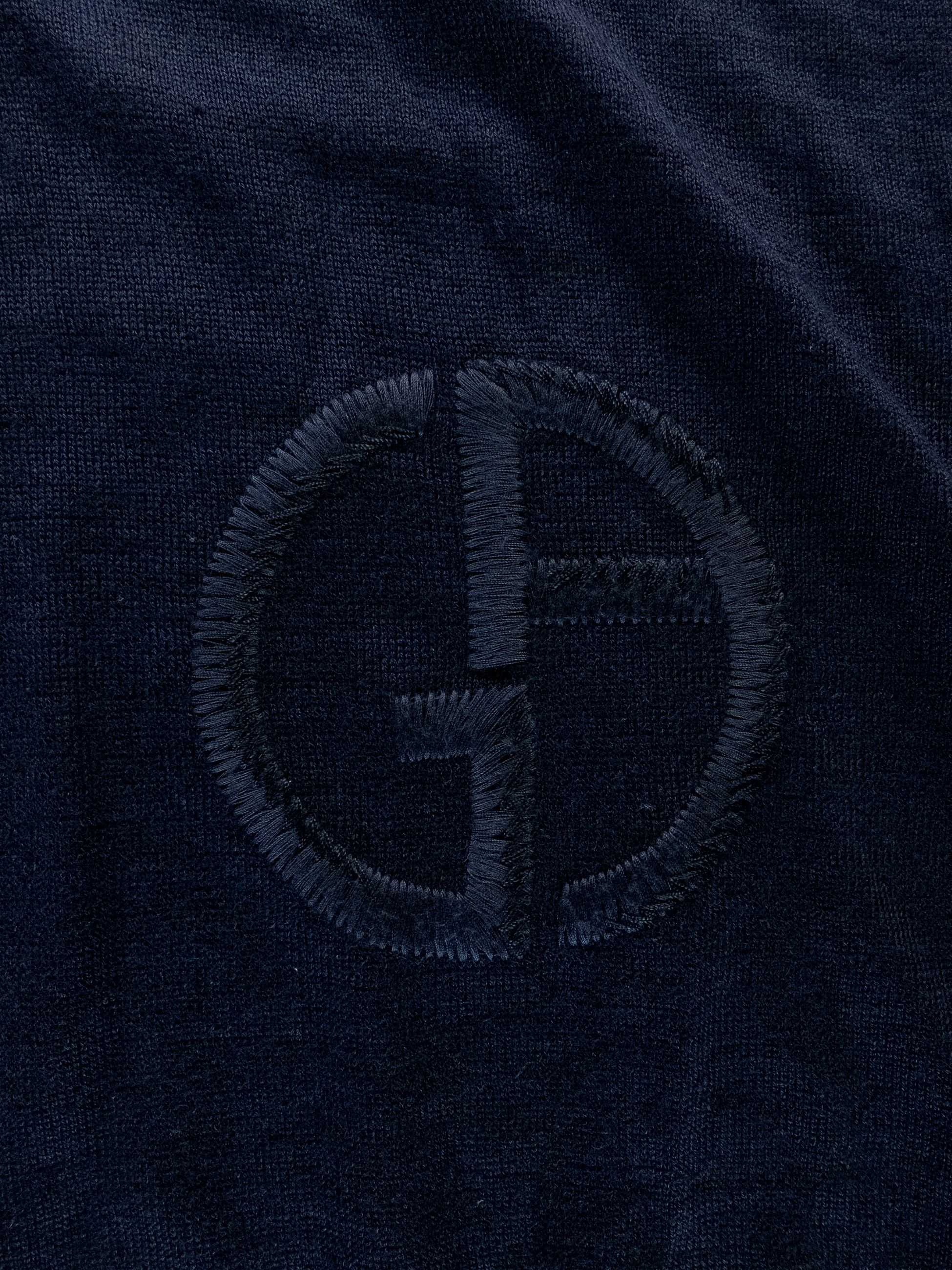 Giorgio Armani GIORGIO ARMANI mainline navy blue linen silk logo sweater Size US XXL / EU 58 / 5 - 7 Thumbnail