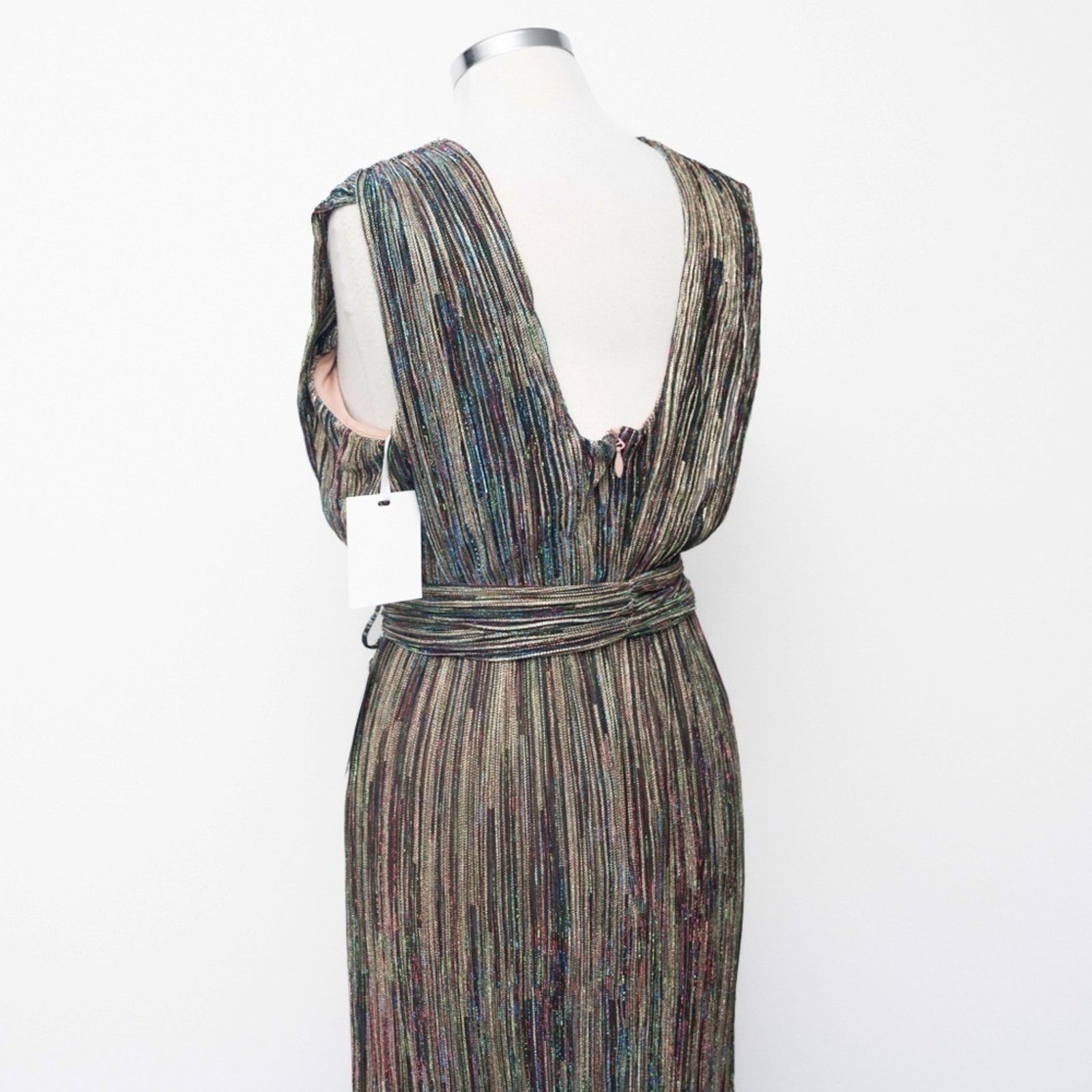 Designer Harlyn - Plunge V-Neck Tie Waist Pleated Gown Size M / US 6-8 / IT 42-44 - 13 Thumbnail