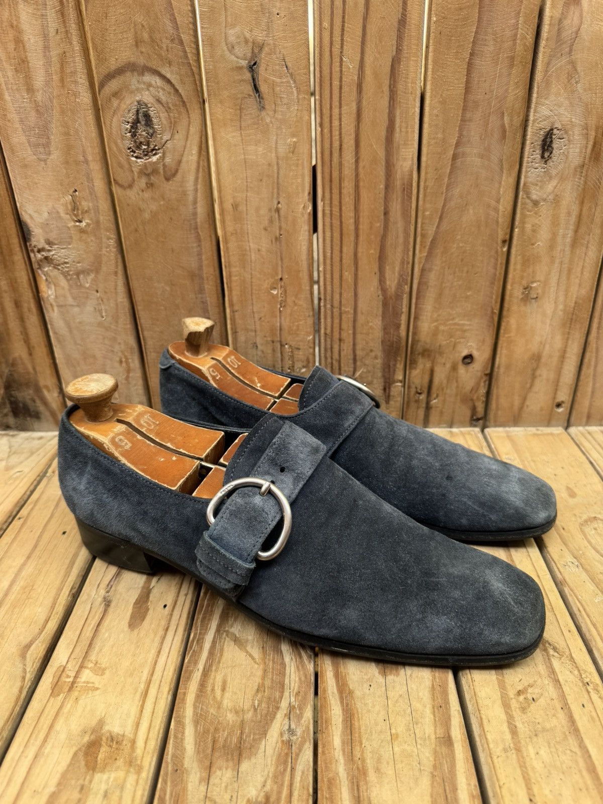 Prada Prada buckled blue suede Leather Men's Dress Shoes UK 9 Size US 10 / EU 43 - 17 Thumbnail