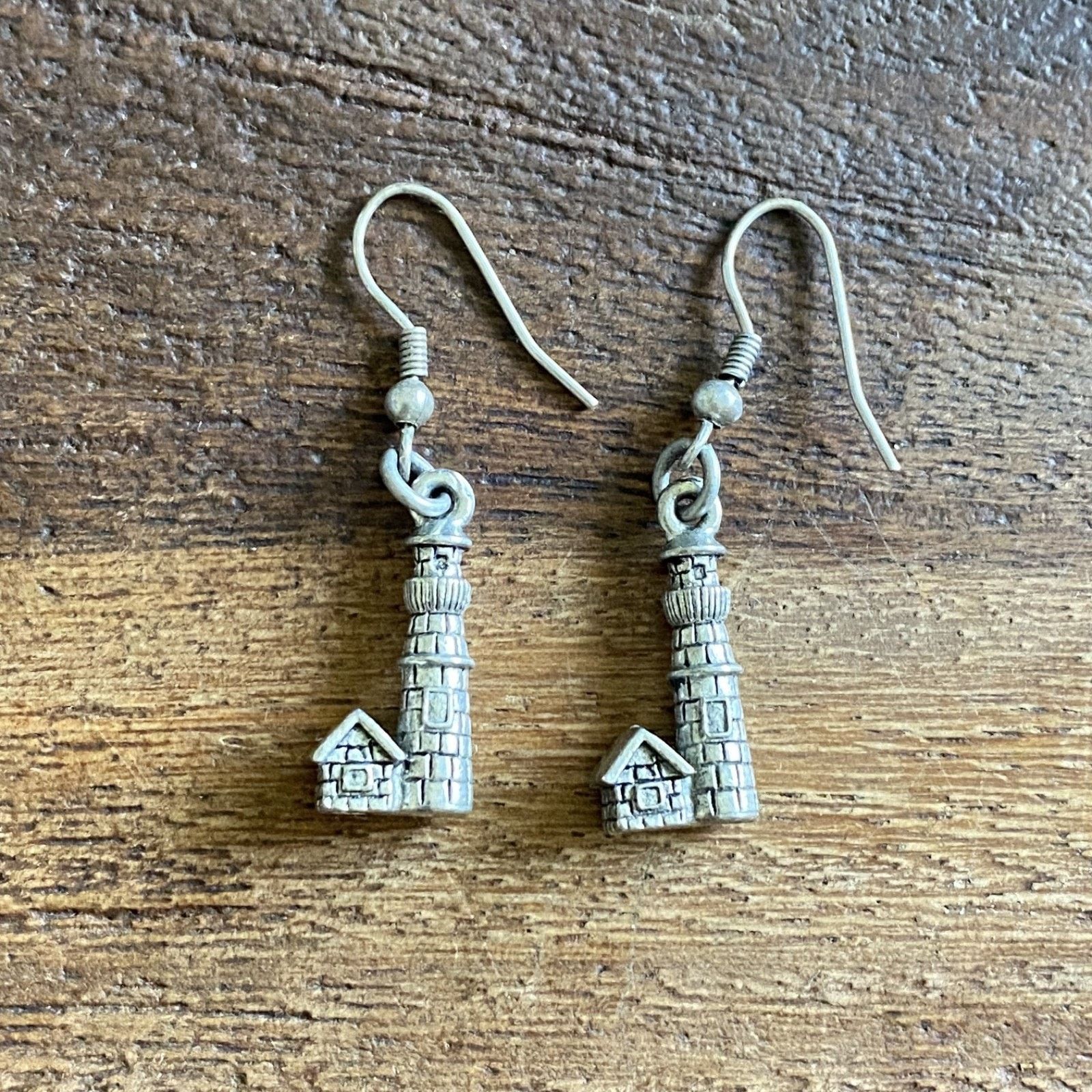 Other Vintage Lighthouse Dangle Earrings Pewter Silver Tone Size ONE SIZE - 1 Thumbnail