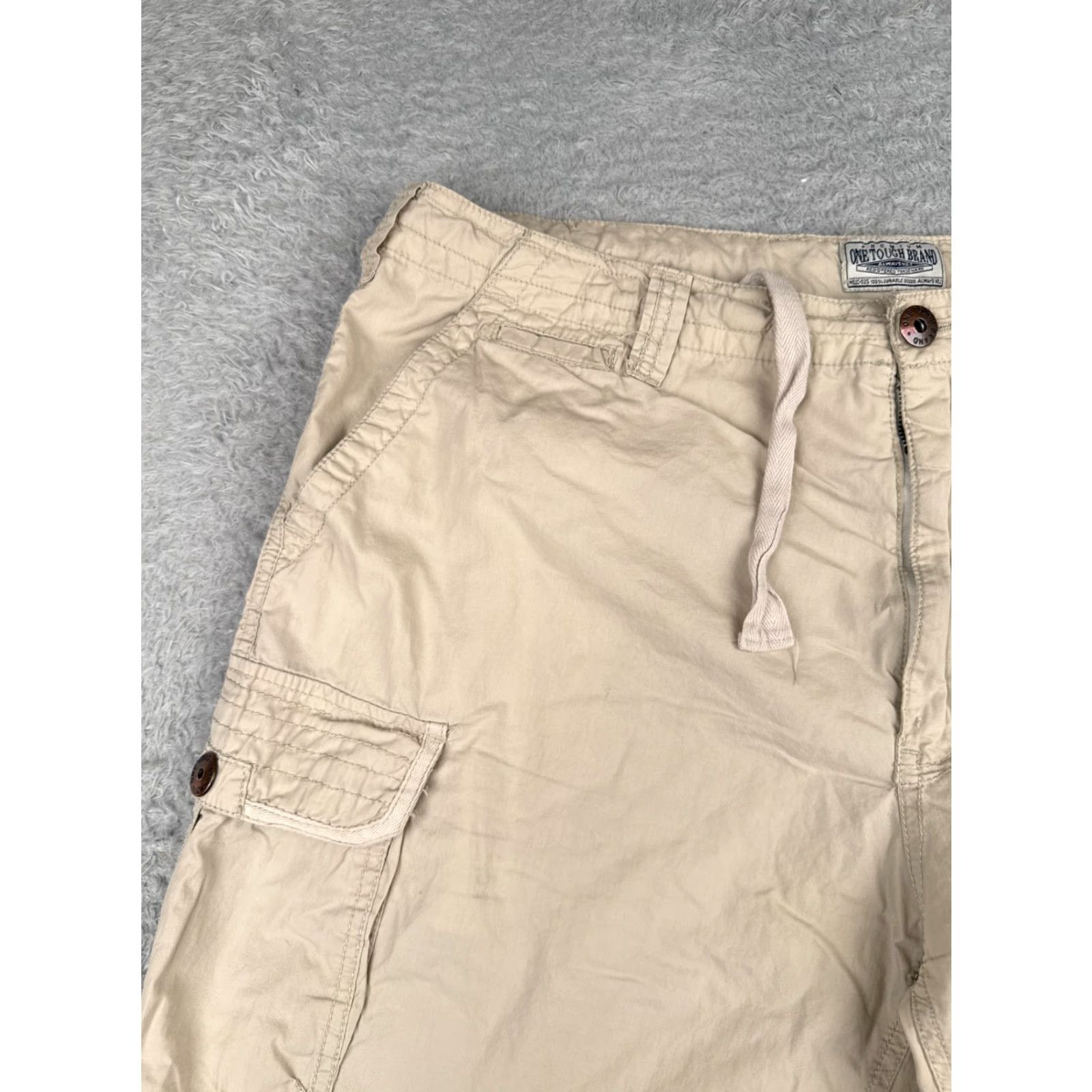 J Brand Urban Pipeline Shorts Mens 38 Beige Cargo Drawstring 100% Cotton Canvas Casual Size US 38 / EU 54 - 4 Thumbnail