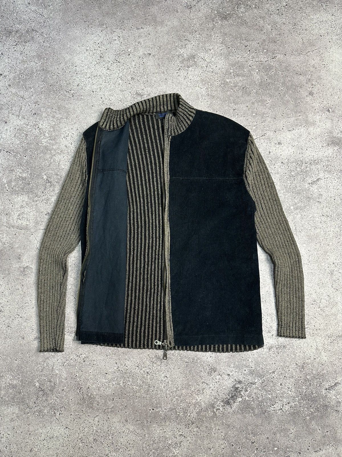 Japanese Brand × Vintage Vintage Avant Garde Ribbed Knitted Sweater Full Zip Striped Size US L / EU 52-54 / 3 - 6 Thumbnail