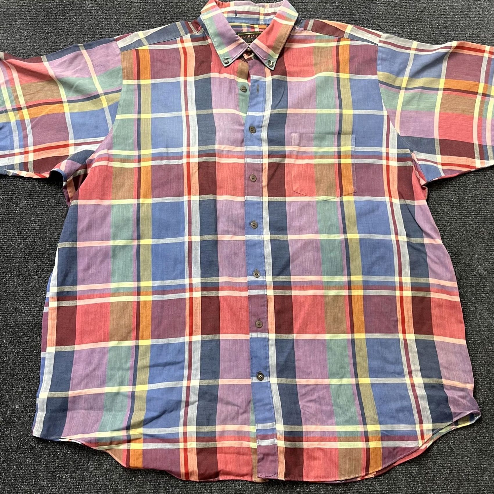 McGregor McGregor Contemporary Shirt Mens XL Multicolor Plaid Short Sleeve Button-Up Size US XL / EU 56 / 4 - 2 Thumbnail