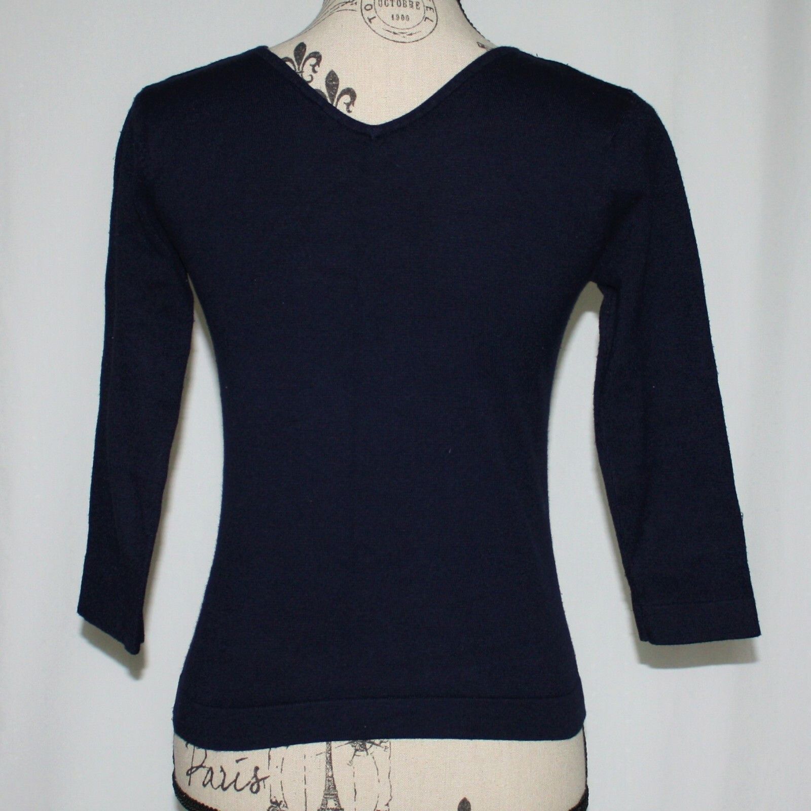 Other Unbranded Navy Blue Knit V-neck Sweater Top in size Small Size S / US 4 / IT 40 - 5 Thumbnail