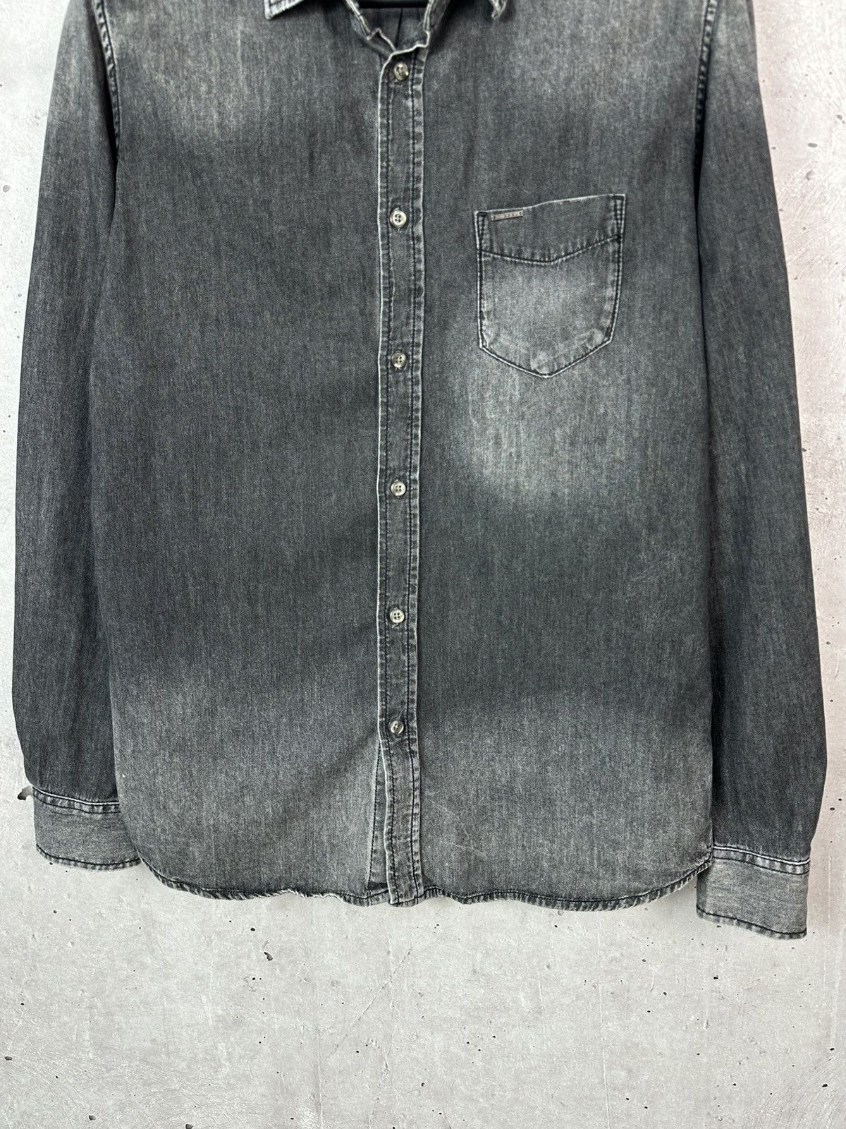 Diesel Diesel Washed Grey Button-up Long Sleeve Cotton Shirt Size US L / EU 52-54 / 3 - 3 Thumbnail