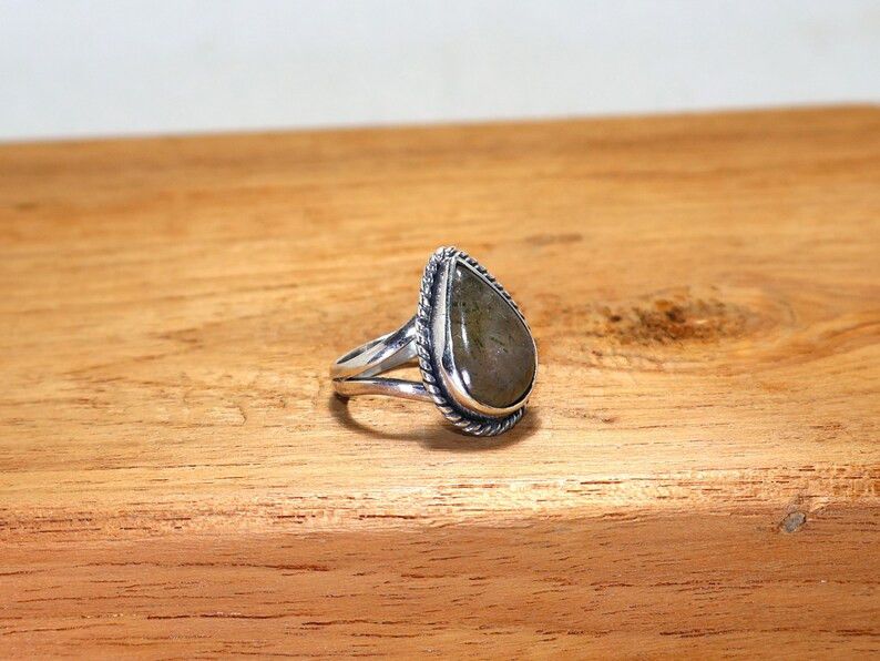 Handmade Handmade Black Rutile Sterling Silver Ring: April Birthstone Size ONE SIZE - 4 Thumbnail