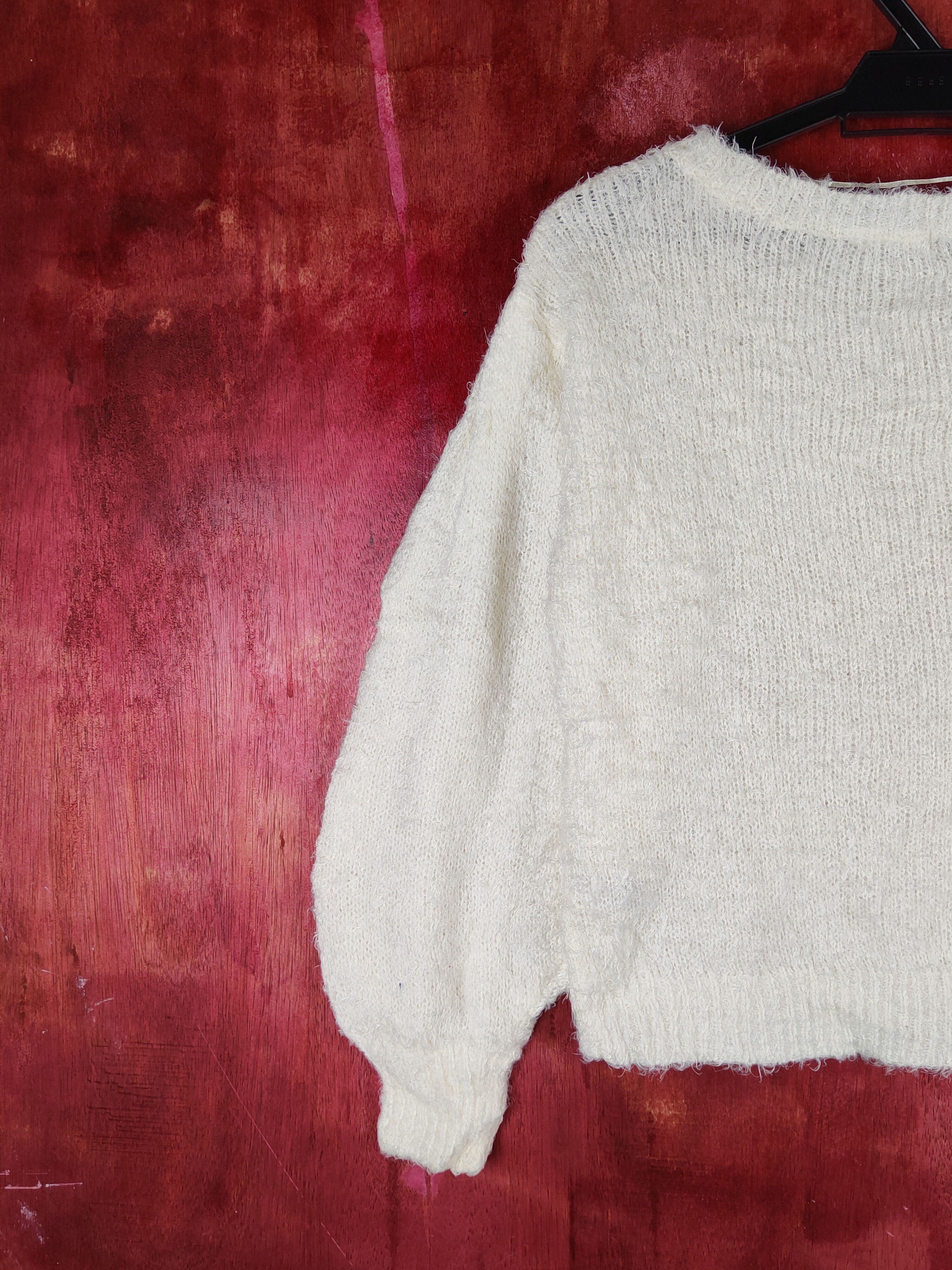 GU × Japanese Brand × Vintage GU Ivory Shag Shaggy Fur Mohair Knitwear #S1952 Size S / US 4 / IT 40 - 8 Thumbnail