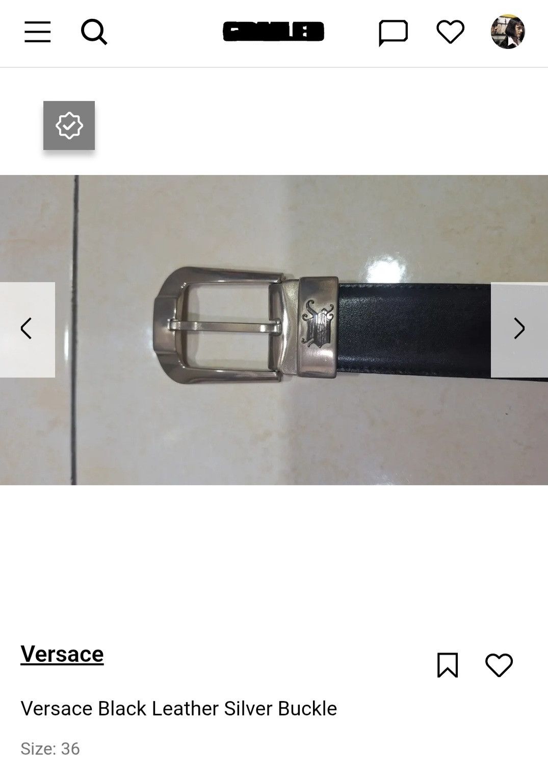 Versace Versace Black Leather Silver Buckle Size 36 - 9 Thumbnail
