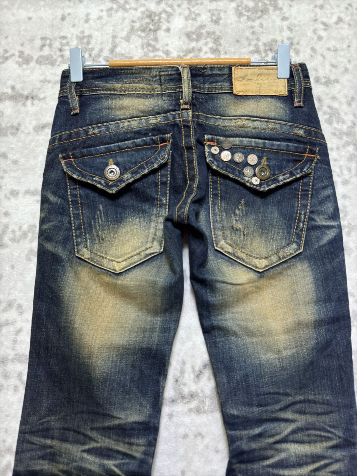 Japanese Brand Flared Lolita Jeans Muddy Wash Claw Mark Distressed Denim Size US 27 - 8 Thumbnail