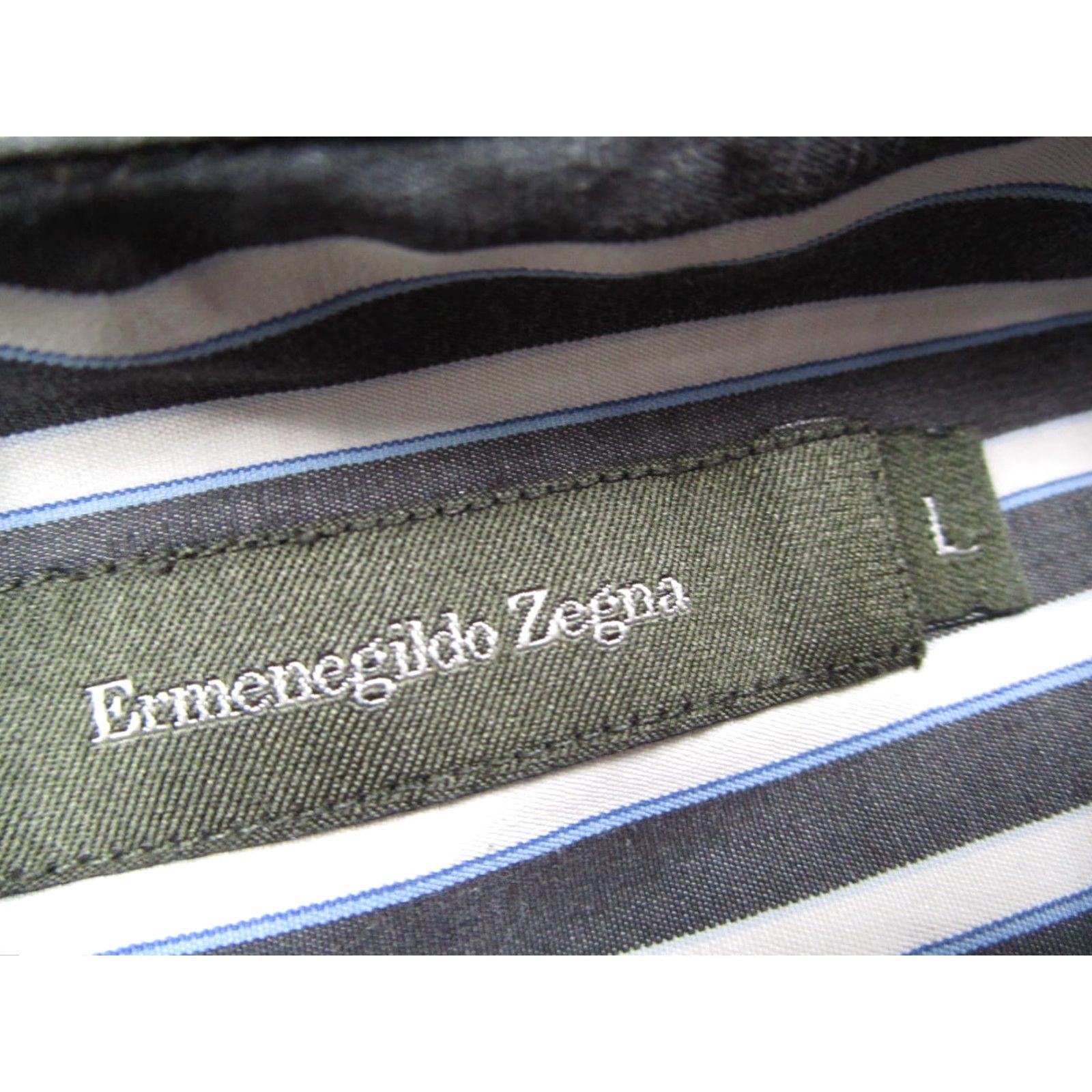 Ermenegildo Zegna Ermenegildo Zegna Shirt Mens Large Blue Stripe Long Sleeve Button-Up Casual Workwear Size US L / EU 52-54 / 3 - 3 Thumbnail