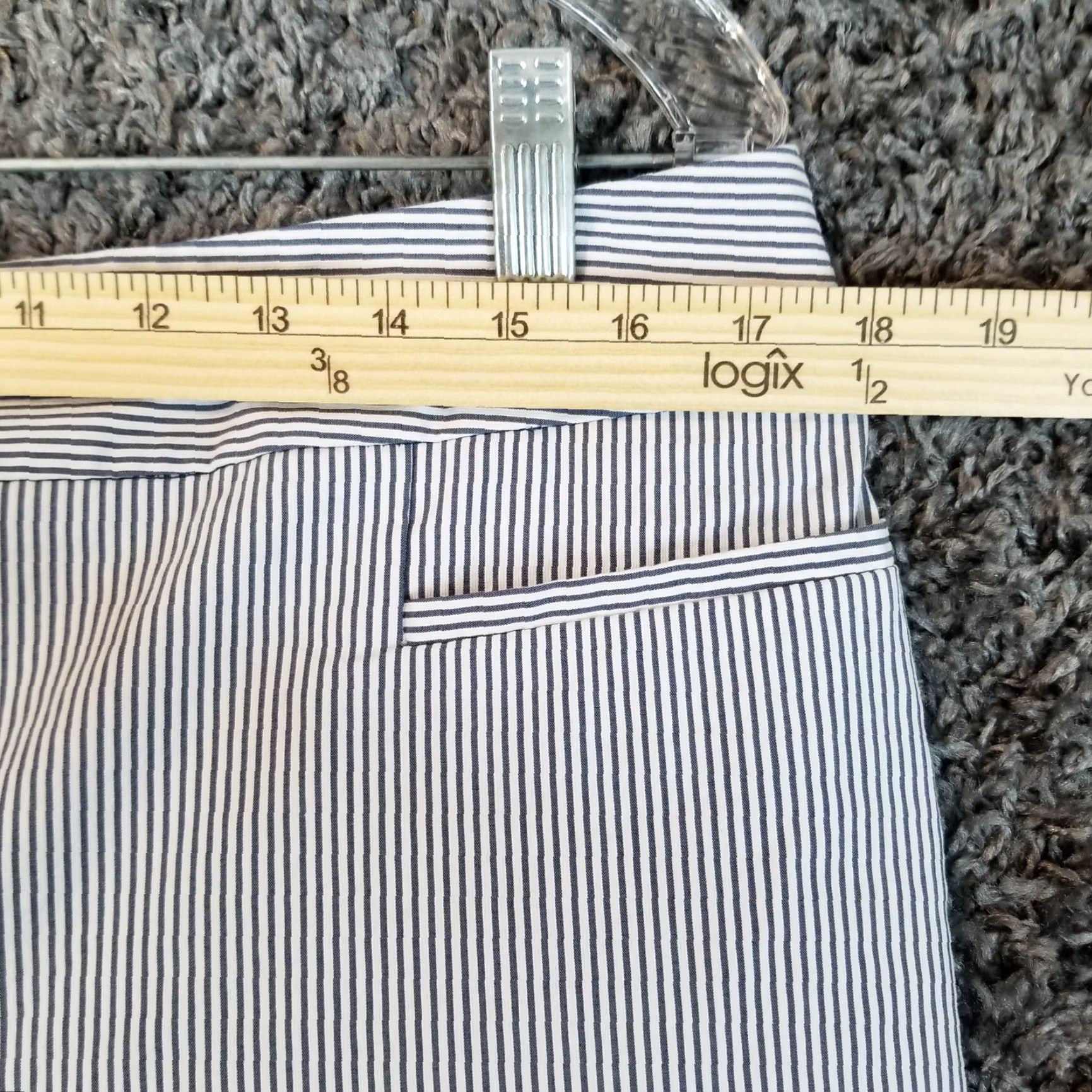 Ann Taylor Ann Taylor Pants Women Capri Straight Pockets Cotton Blend White Blue Striped 12 Regular Inseam 24" Size 34" / US 12 / IT 48 - 3 Thumbnail