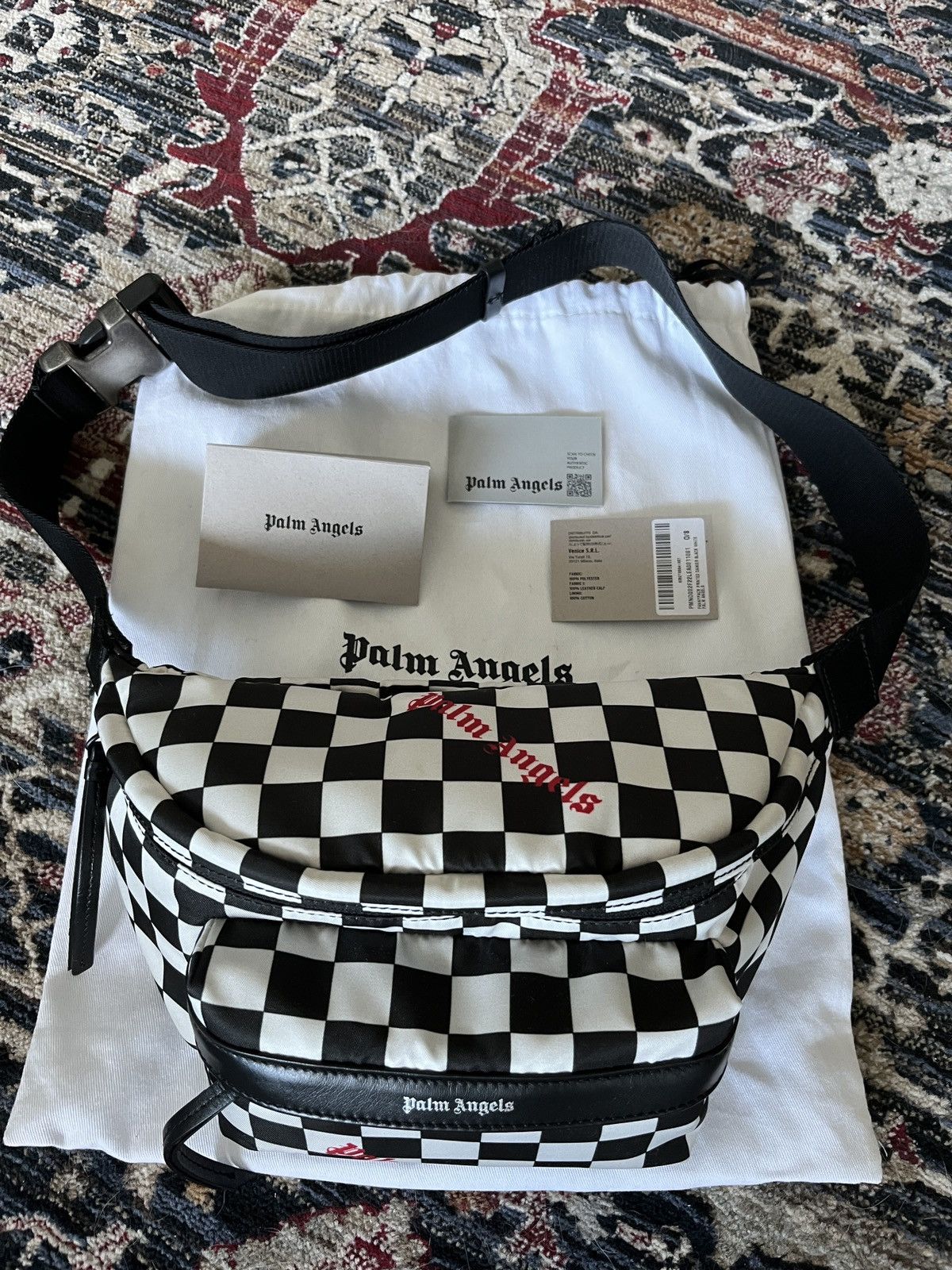 image of Palm Angels Damier Fannypack in White, Men's