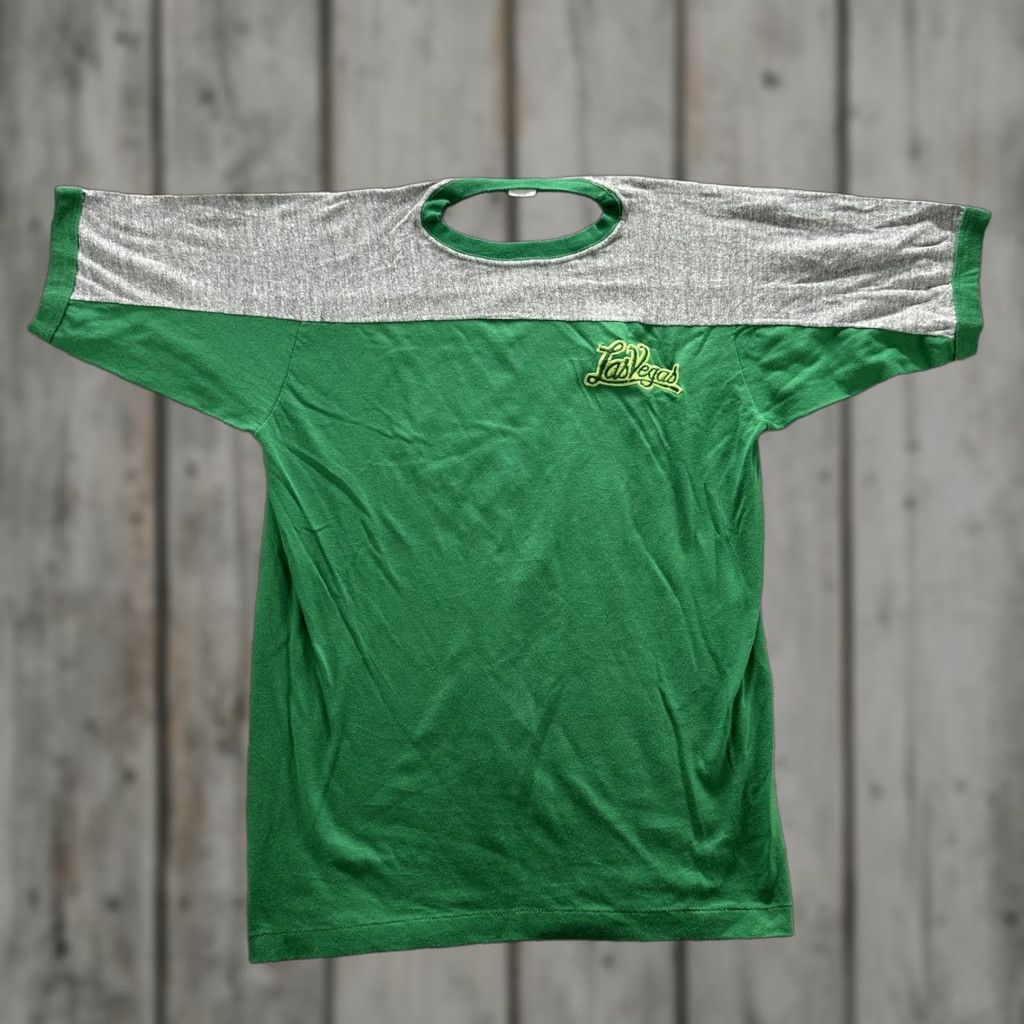 Vintage VINTAGE Las Vegas Shirt Mens Large Green Gray Ringer Crewneck Tee 70s 80s Tee Mens Large Green Gray Las Vegas Souvenir Retro Tee Size US L / EU 52-54 / 3 - 1 Thumbnail