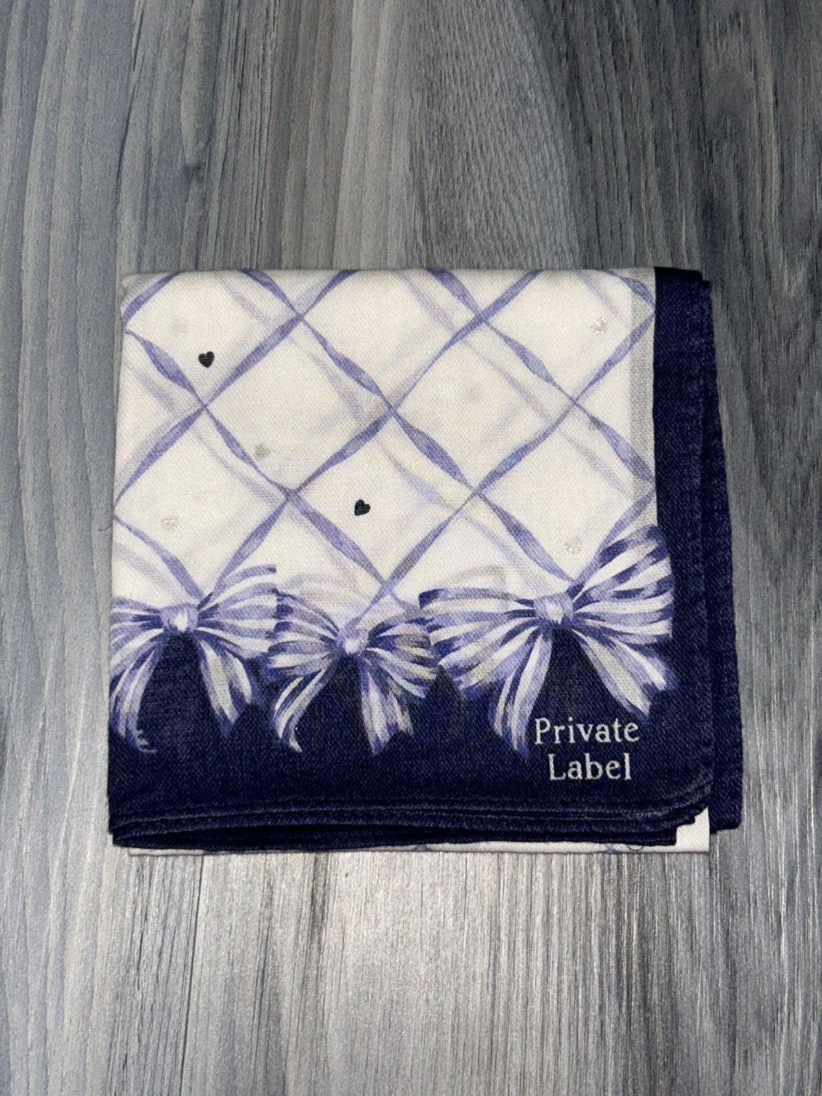 Other Vintage Private Label Blue Heart Ribbon Cotton Handkerchief Size ONE SIZE - 2 Thumbnail