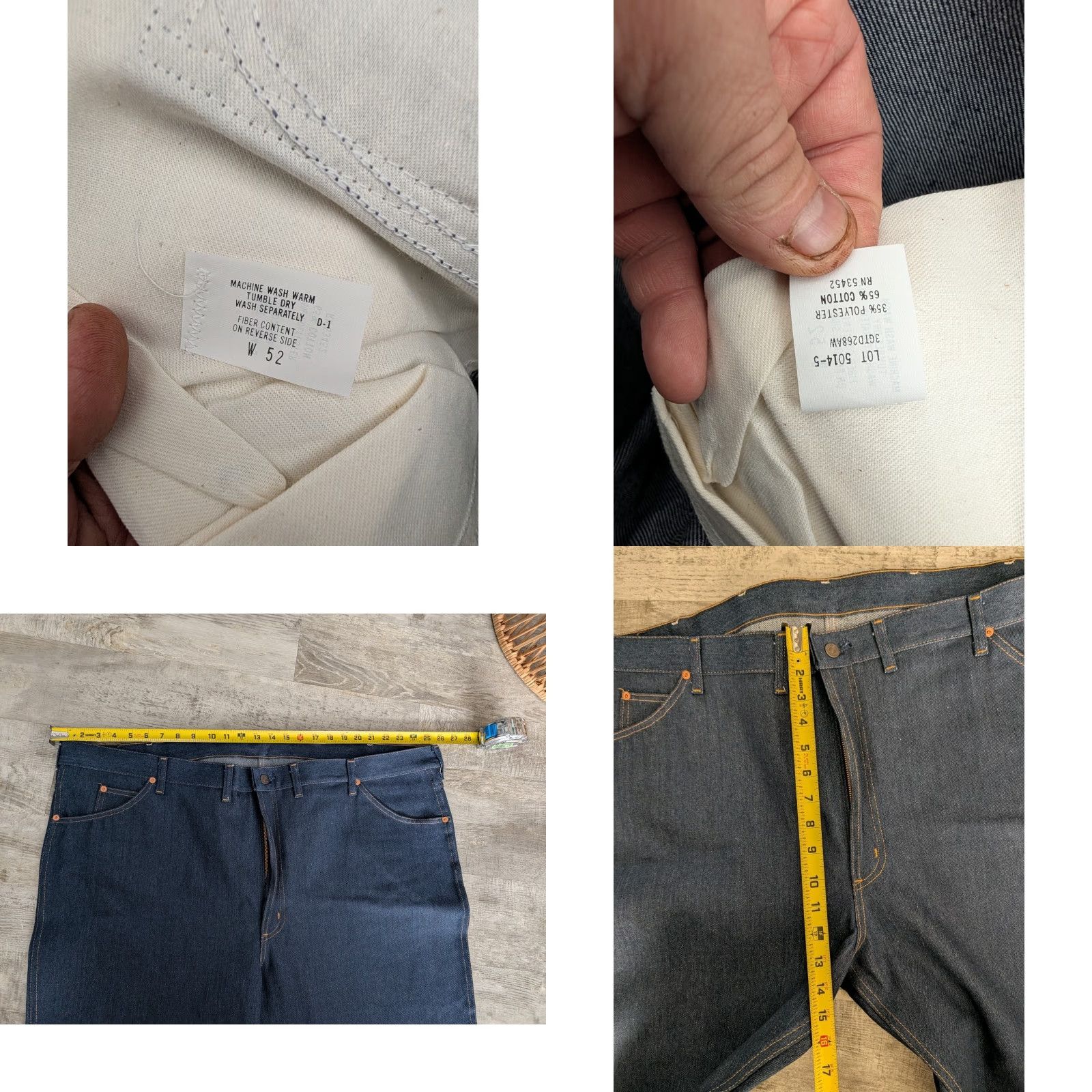 Sears Vtg Roebuck & Co. Jeans 52x29 Denim Indigo Straight Men 5-Pocket 5014-5 Cowboy 1970s Size US 36 / EU 52 - 9 Thumbnail