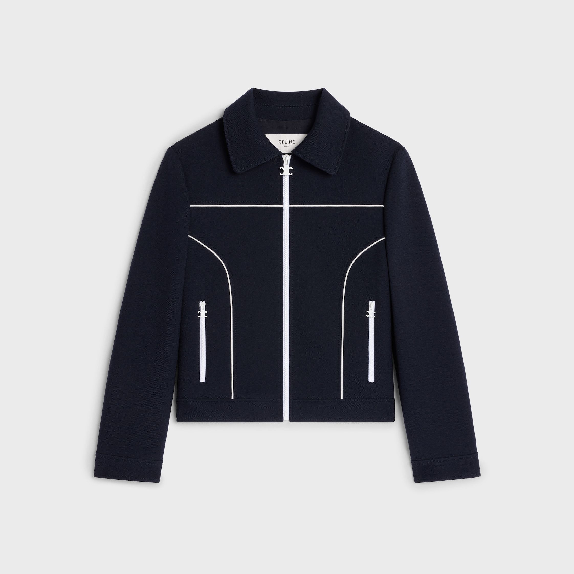 CHELSEA BLOUSON JACKET IN GAUFFERED DOUBLE WOOL NAVY
