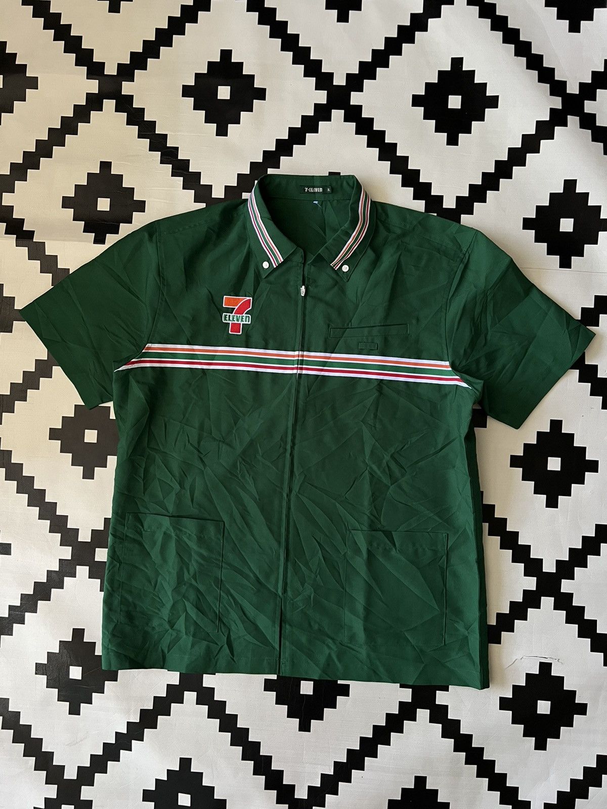 image of Uniform Wares Vintage 90's 7 Eleven 7/11 Japan Light Zipper Jacket in Green, Men's (Size 2XL)