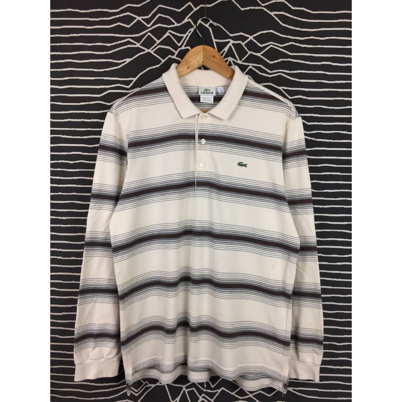 Lacoste × Vintage Vtg Lacoste Small Logo Striped Longsleeve Polo Tee Size US L / EU 52-54 / 3 - 1 Thumbnail