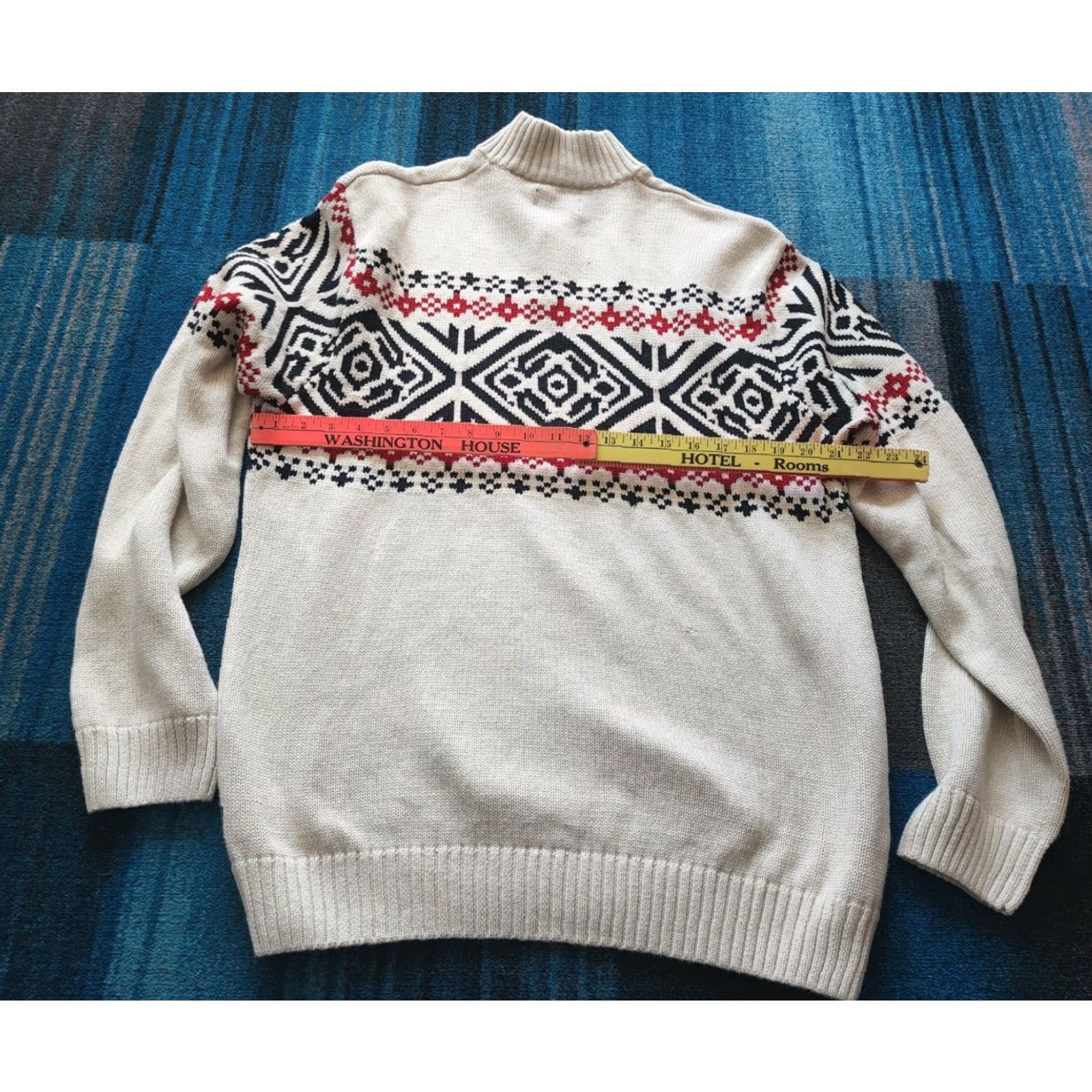 Chaps Chaps Mens L Ralph Lauren Sweater Fair Isle Cotton Button Mock Neck Cap? Size US L / EU 52-54 / 3 - 3 Thumbnail