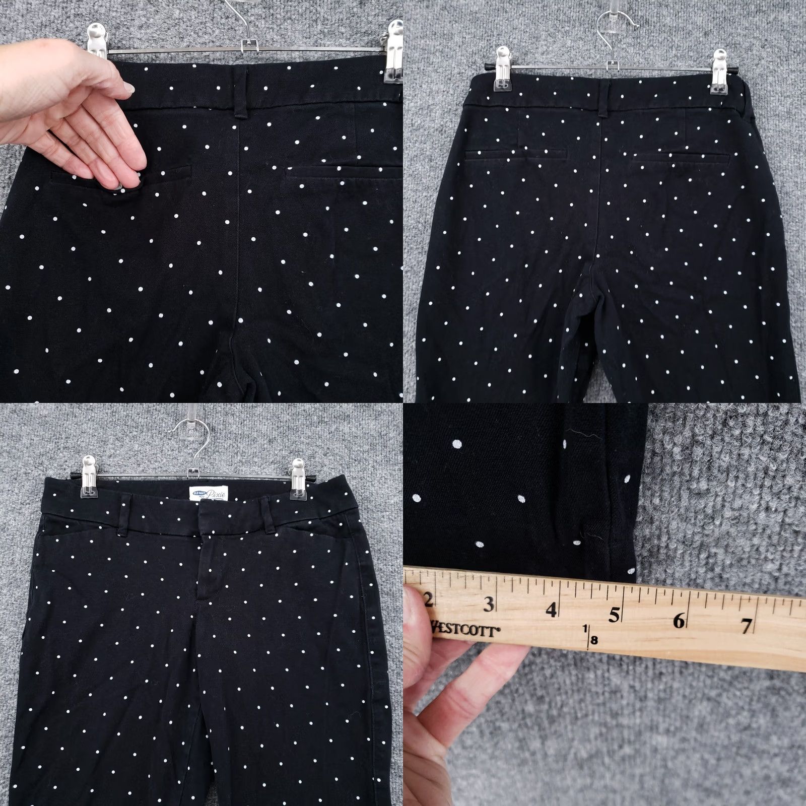 Old Navy Old Navy Pants Womens Pixie Black Straight Leg Polka Dots Flat Front Size 4 Regular Size 29" - 8 Thumbnail