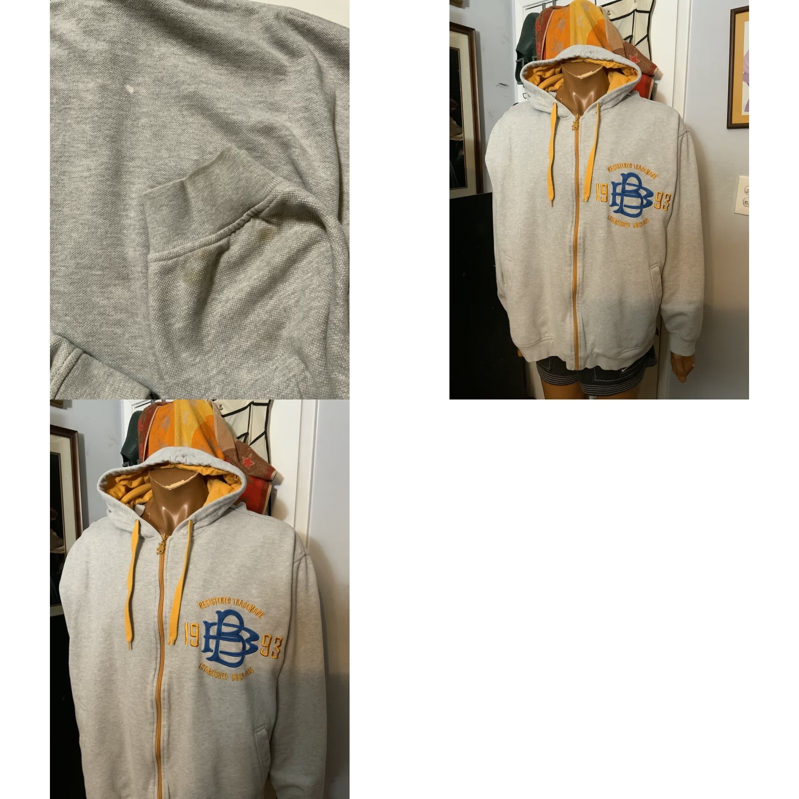 Vintage VINTAGE Bad Boy Hoodie 2XL Gray Full Zip Embroidered Waffle Knit Men’s Shirt/Hoody Size US XXL / EU 58 / 5 - 8 Thumbnail