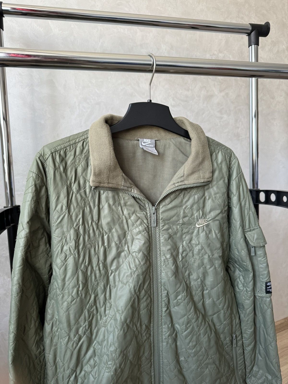 Vintage Vintage Y2K Nike Khaki Military Quilted Light Jacket Size US L / EU 52-54 / 3 - 3 Thumbnail