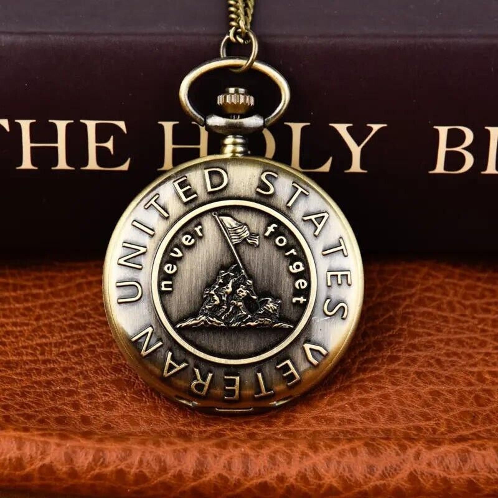 Other U.S. Veterans • Never Forget • Pocket Watch & Chain Size ONE SIZE - 2 Thumbnail