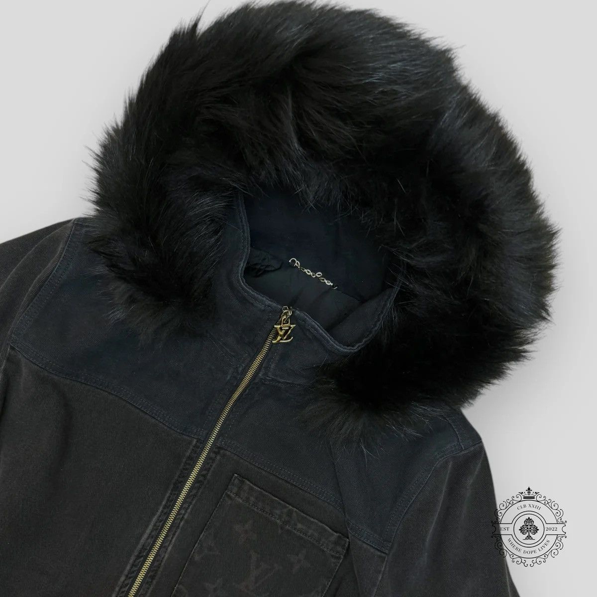 Louis Vuitton Louis Vuitton Denim Blouson with Fur Hood Size US M / EU 48-50 / 2 - 2 Thumbnail