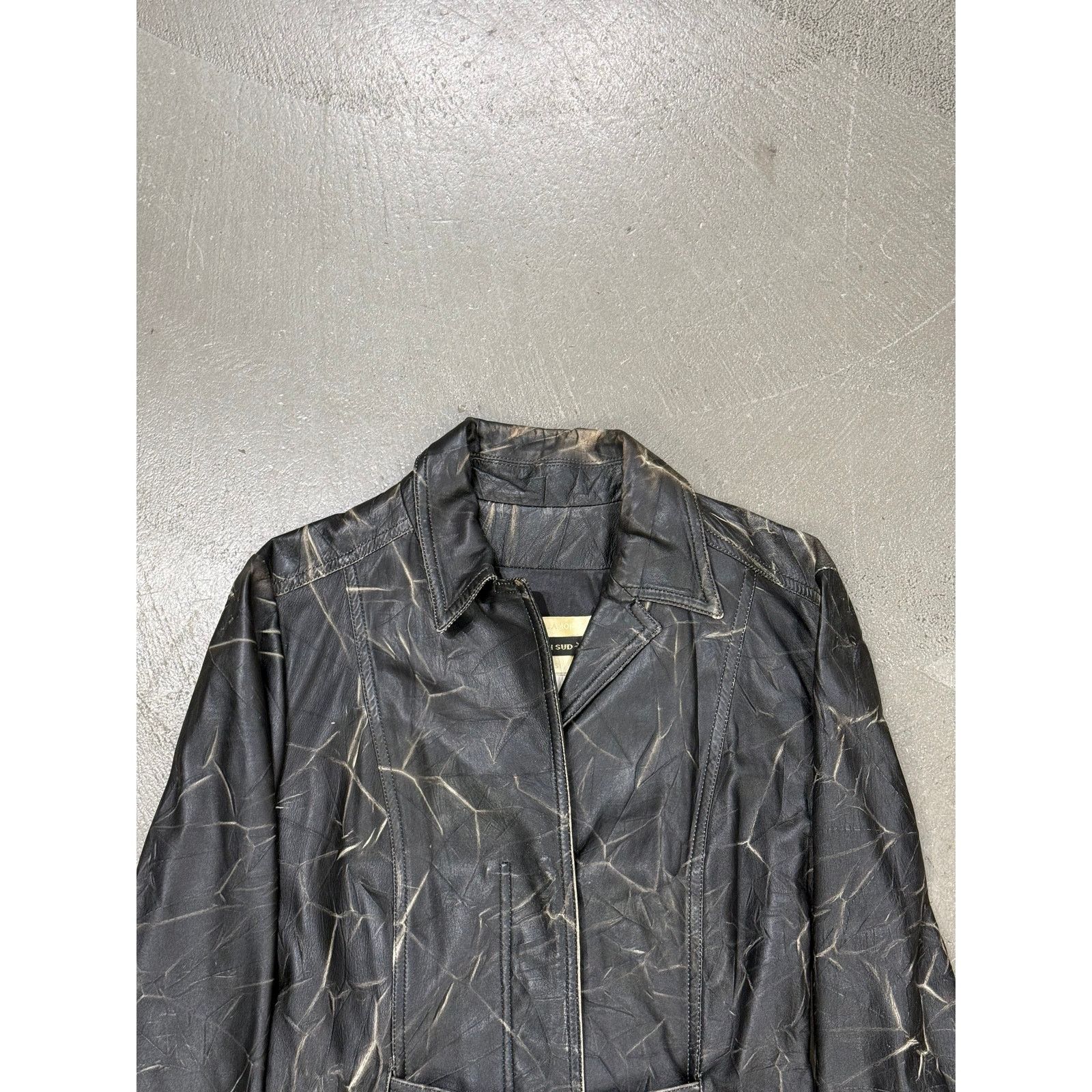 plein sud 2000s Plein Sud dyed effect distressed leather jacket Size S / US 4 / IT 40 - 4 Thumbnail