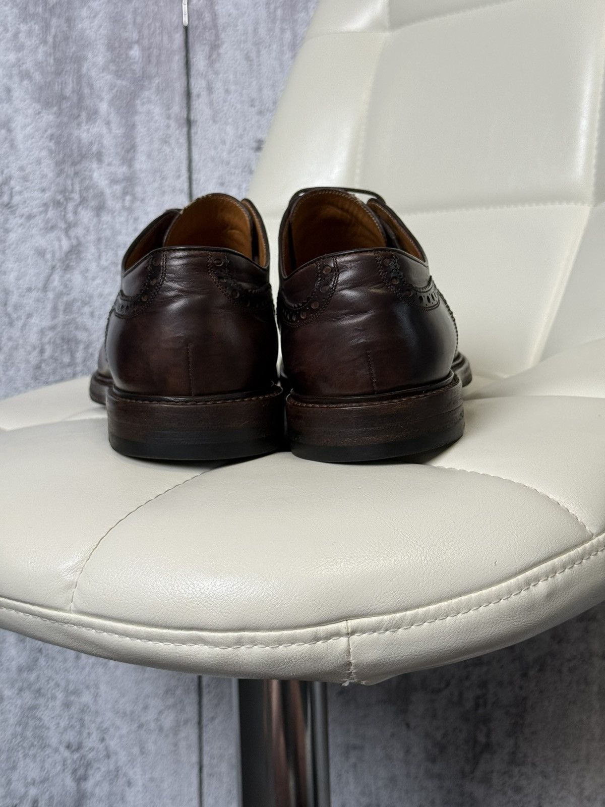 Gucci Gucci Men's Brown Leather Cap-Toe Semi-Brogue Derby Shoes Size US 10.5 / EU 43-44 - 17 Thumbnail